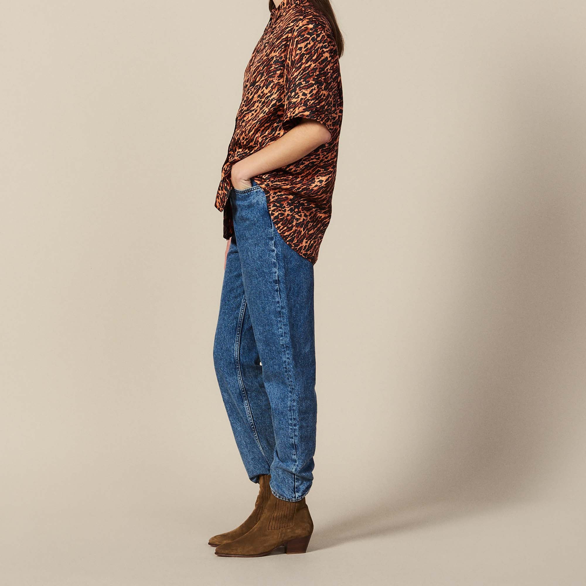 Chemise imprimée en twill de soie Sandro seconde main