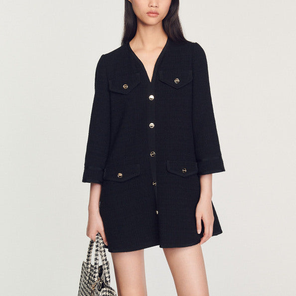 Robe courte en tweed à manches longues Sandro seconde main