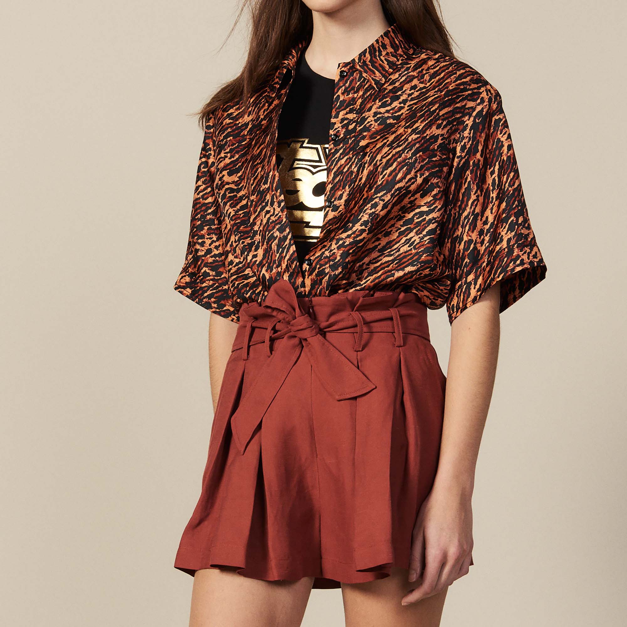 Short à plis avec ceinture à nouer Sandro seconde main