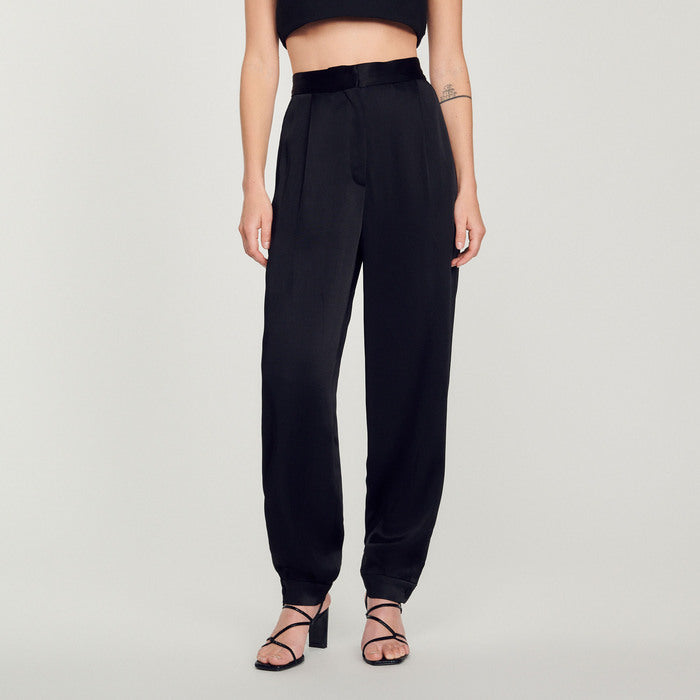 Pantalon satiné à détail bijoux Sandro seconde main