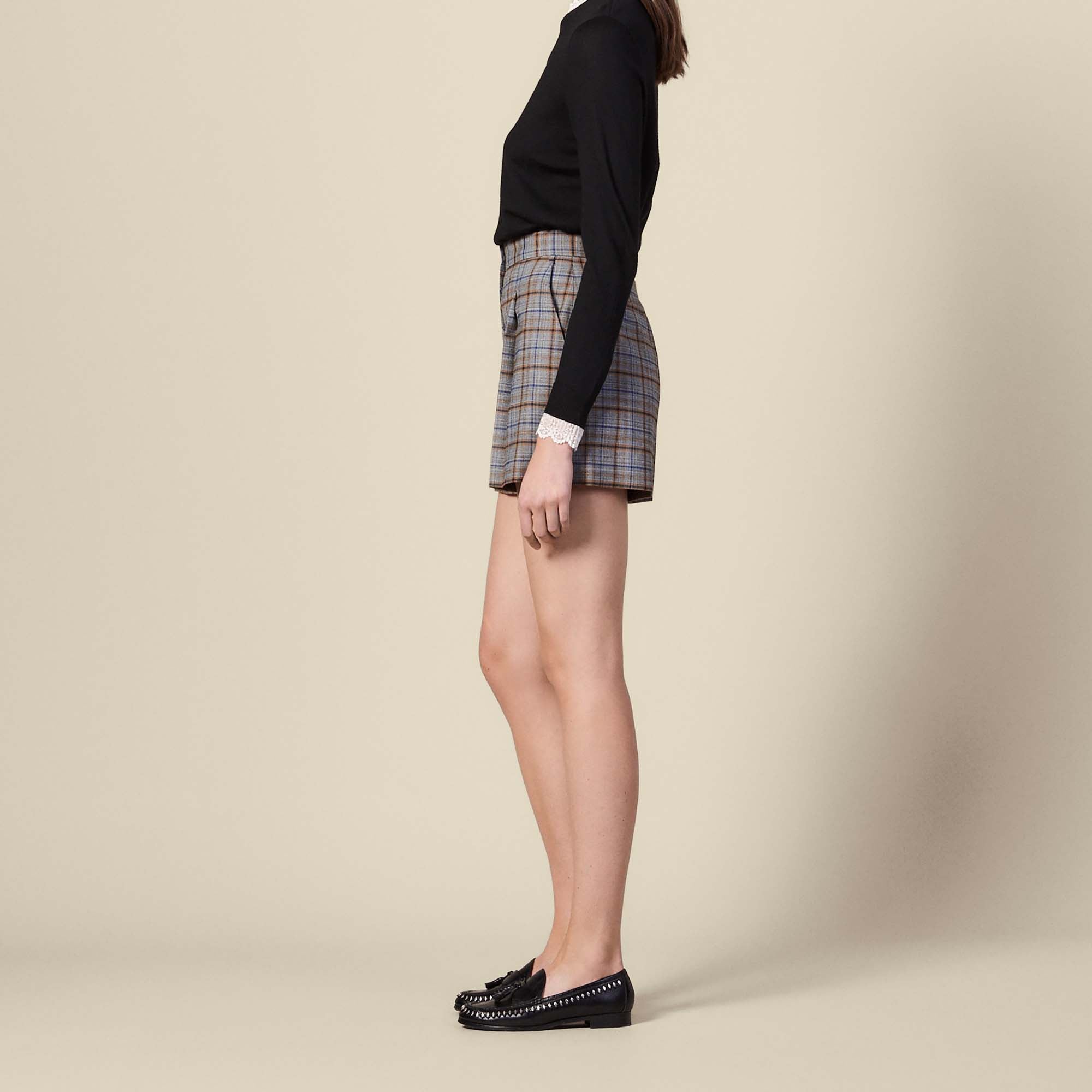 Short à carreaux doté de plis devant Sandro seconde main