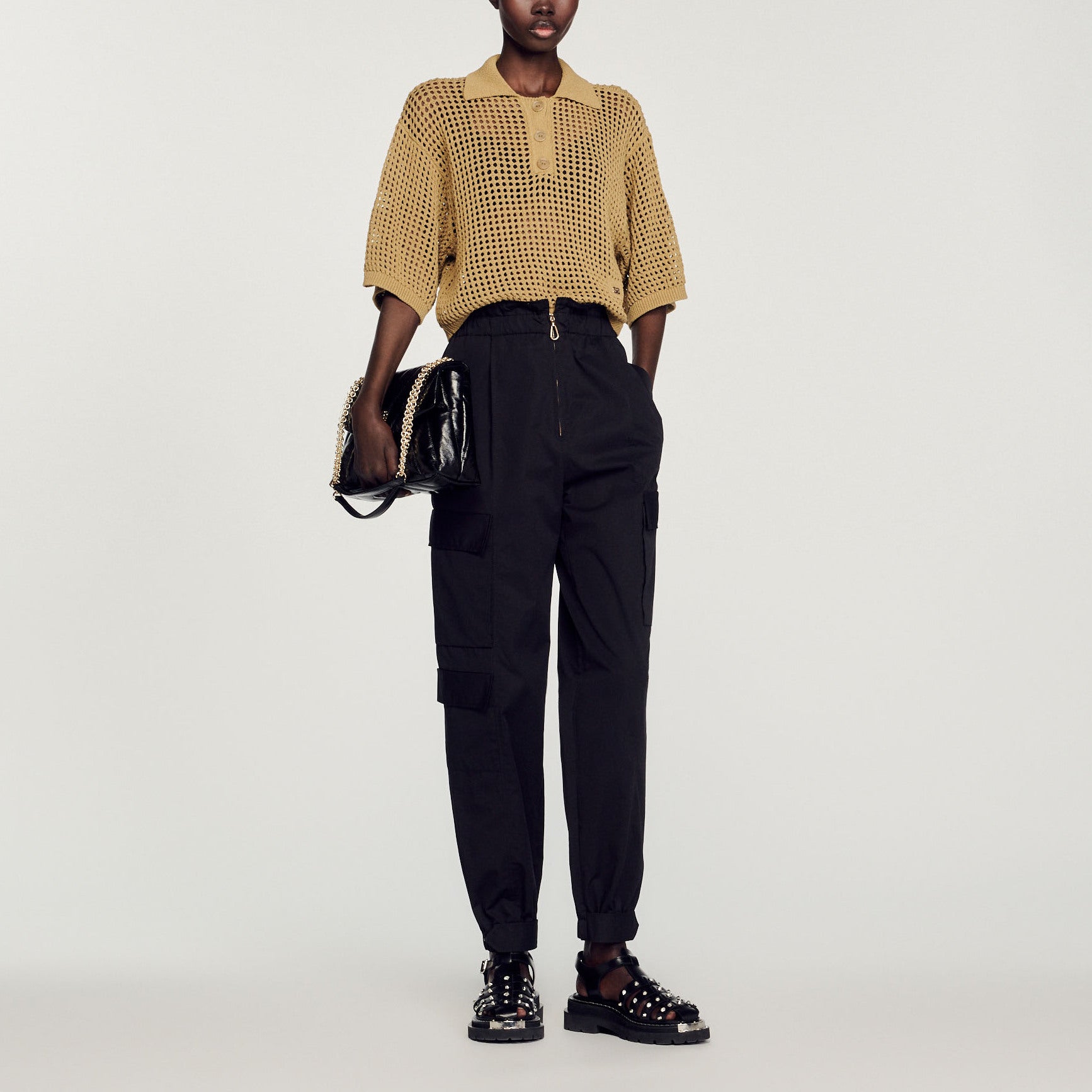 Pull court en Maille résille Sandro seconde main