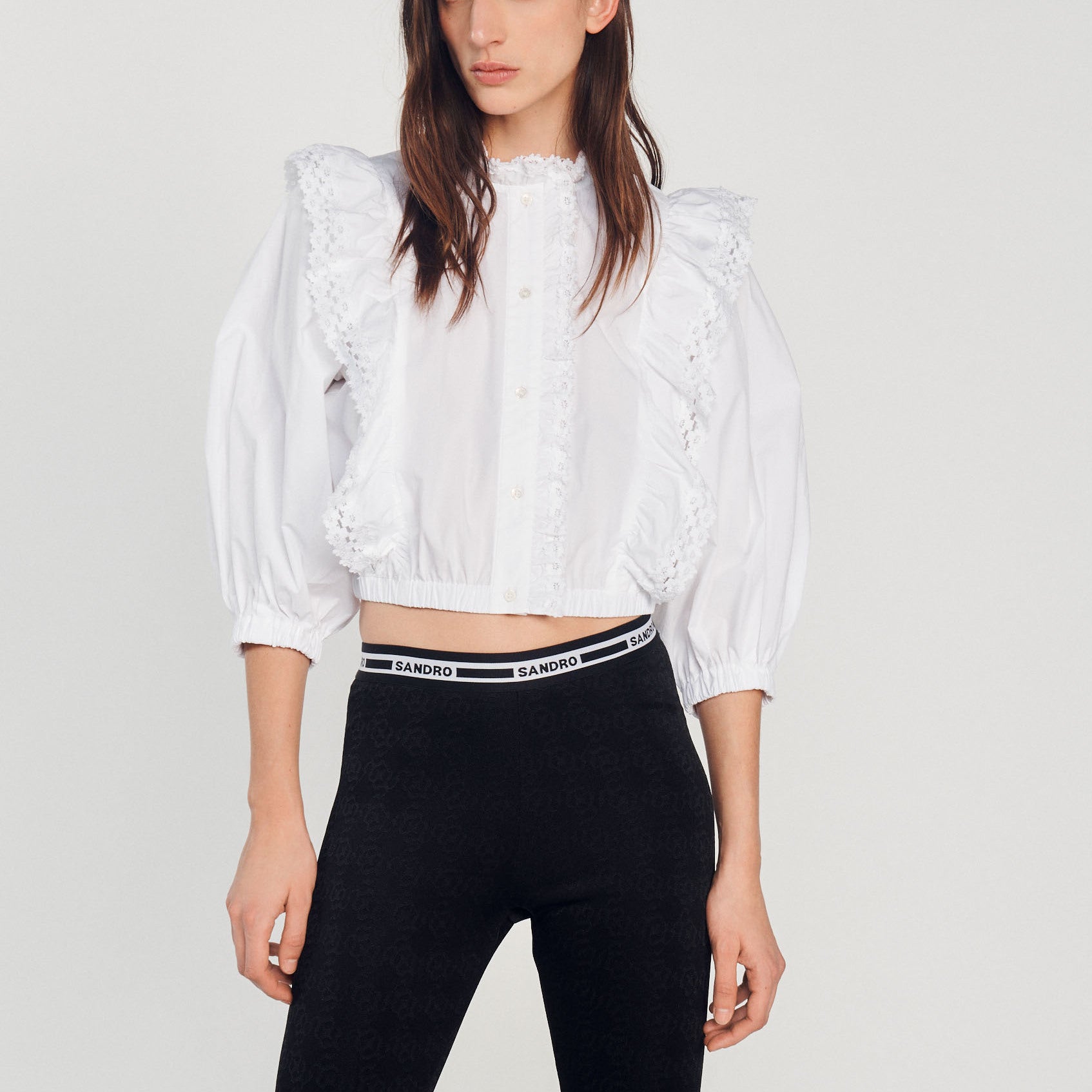 Blouse à volants et dentelle Sandro seconde main
