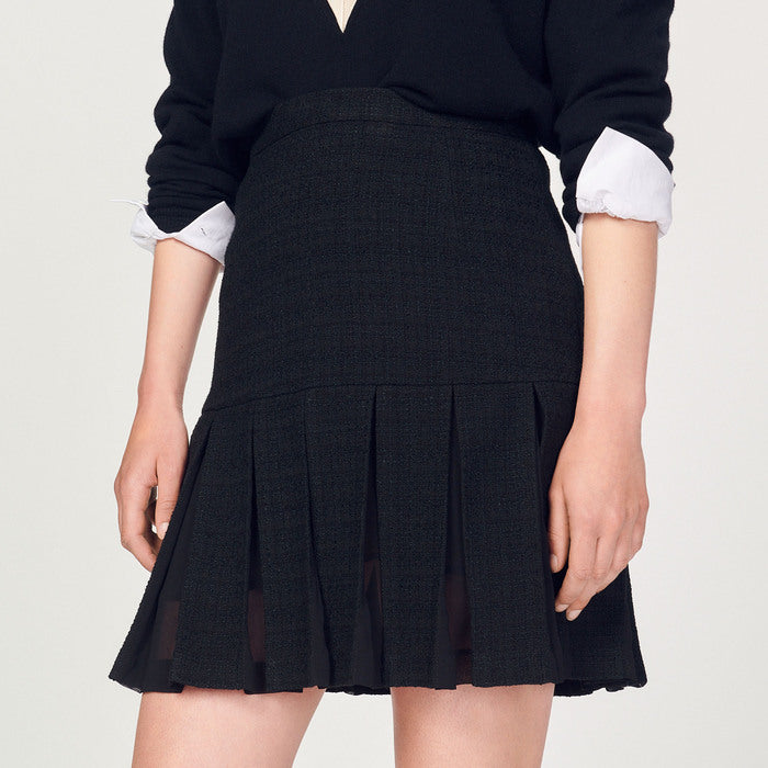 Jupe en tweed à plis Sandro seconde main