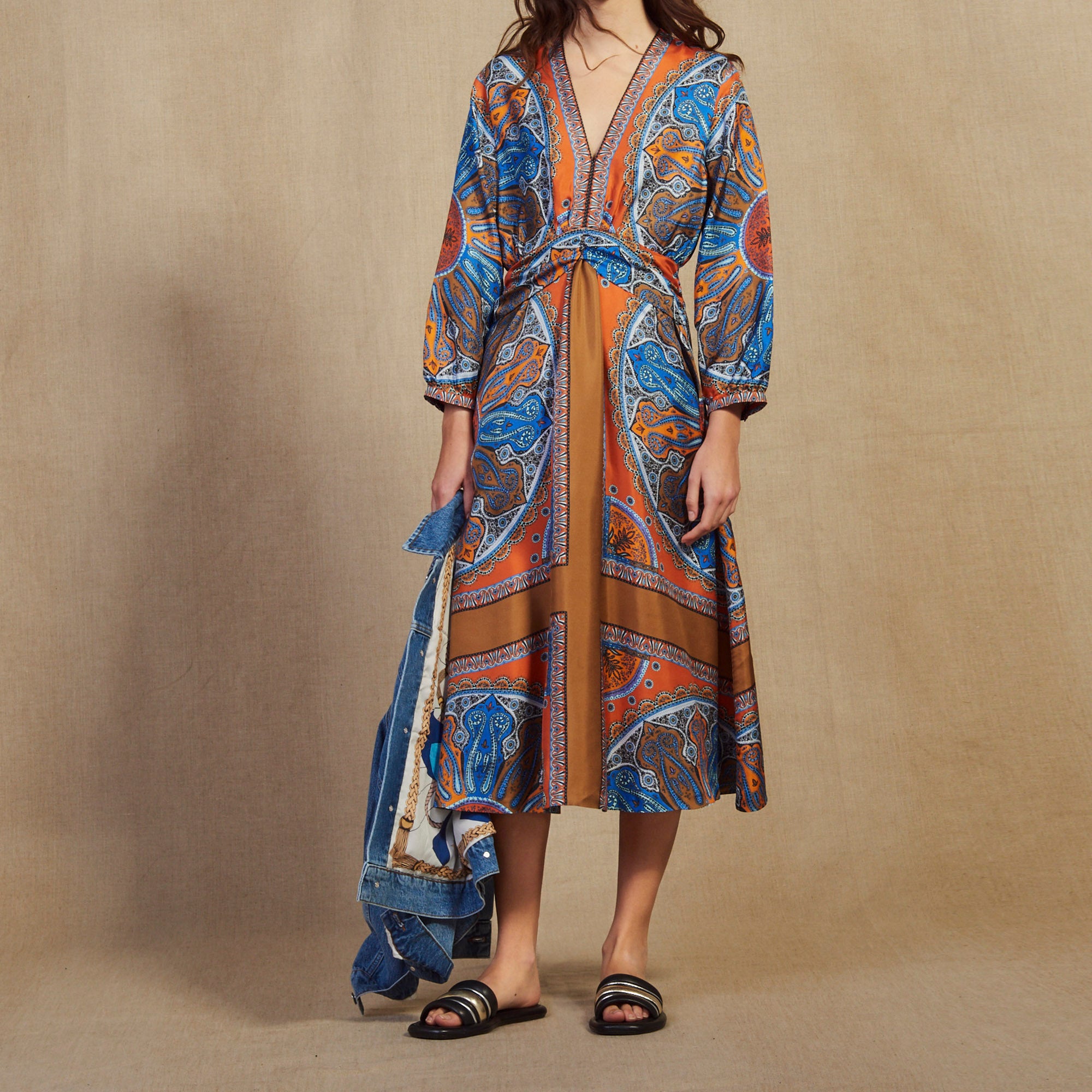Robe longue imprimée en soie Sandro seconde main