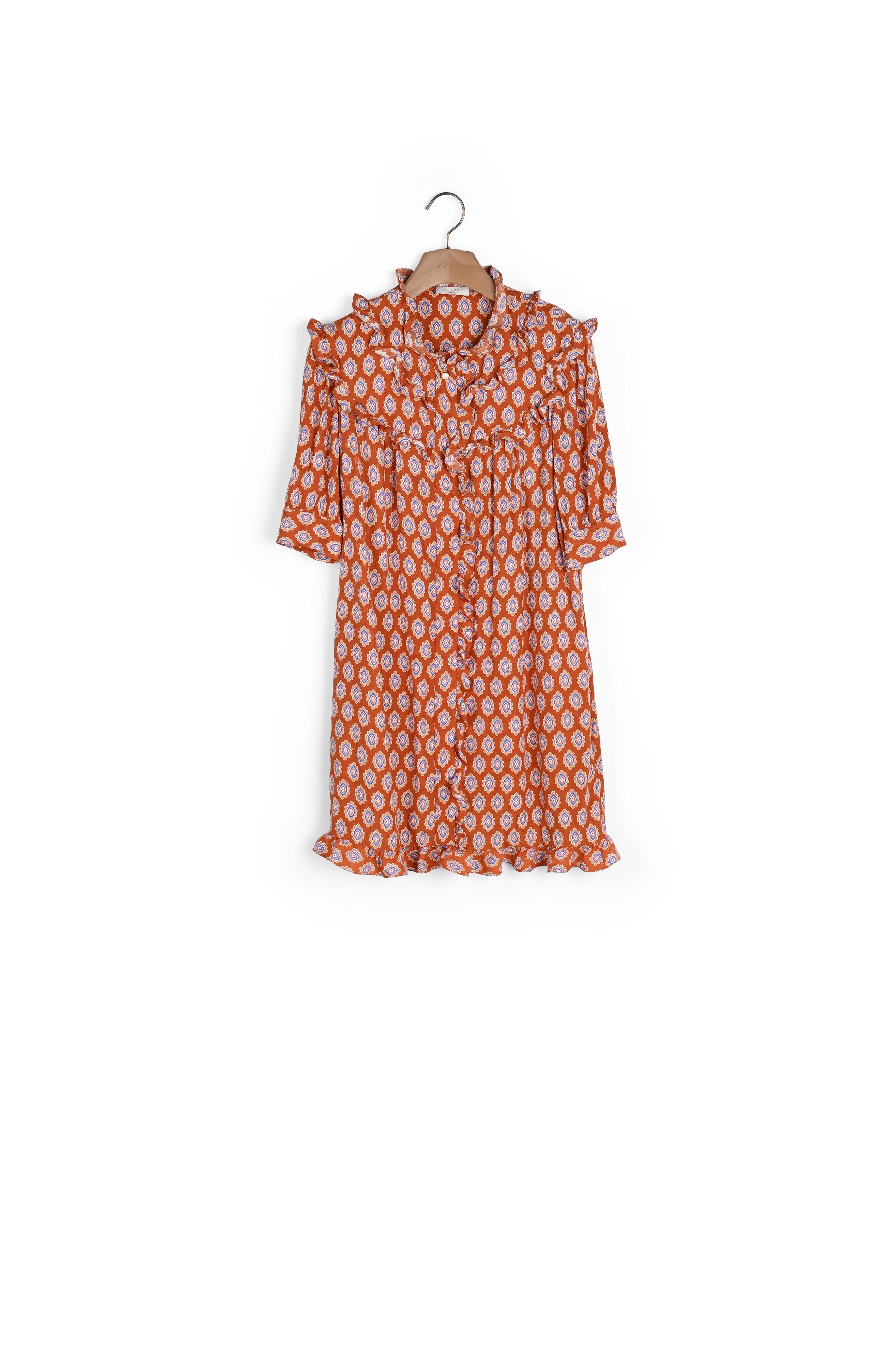 Robe courte imprimée avec volants Sandro seconde main