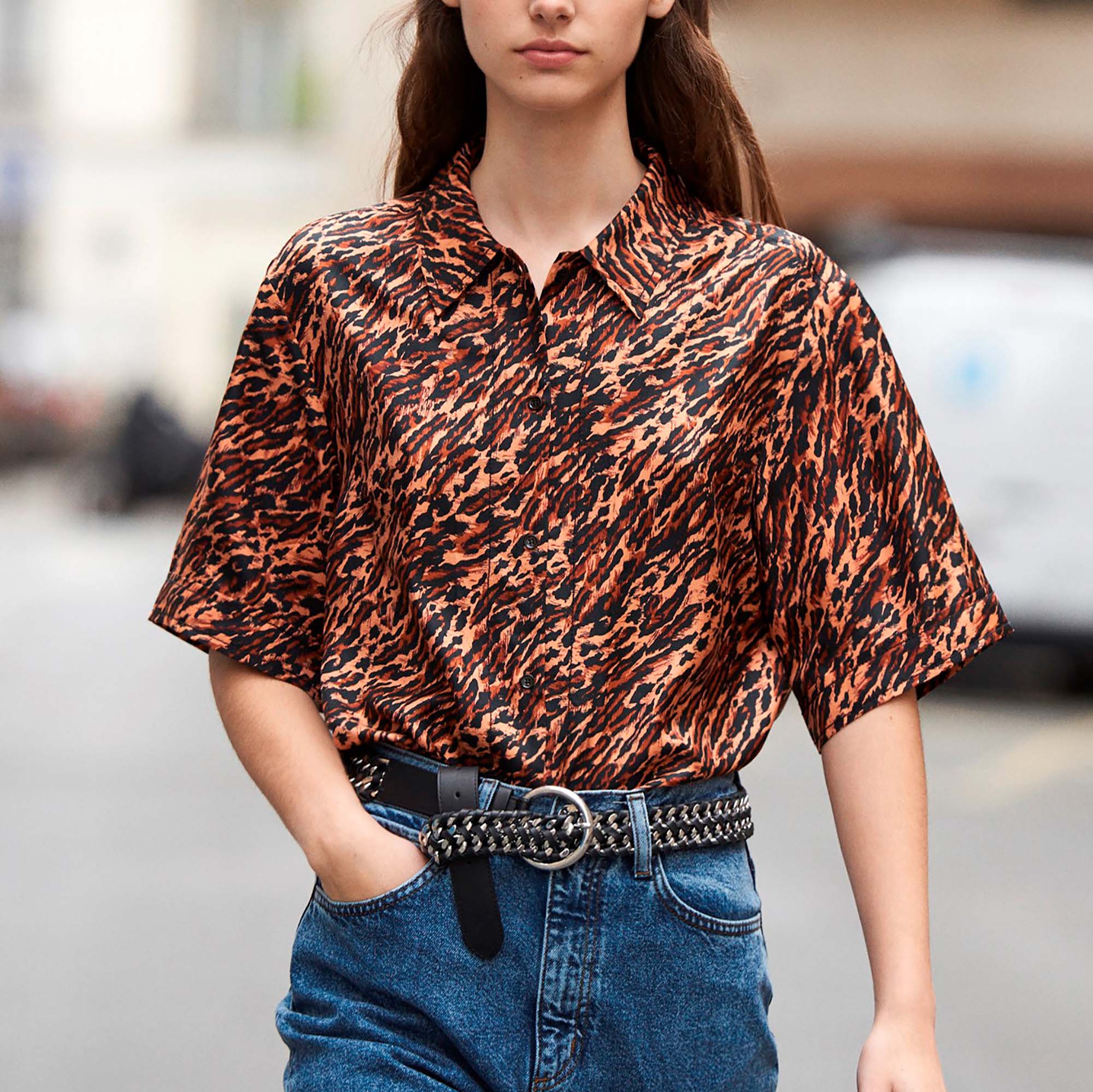Chemise imprimée en twill de soie Sandro seconde main