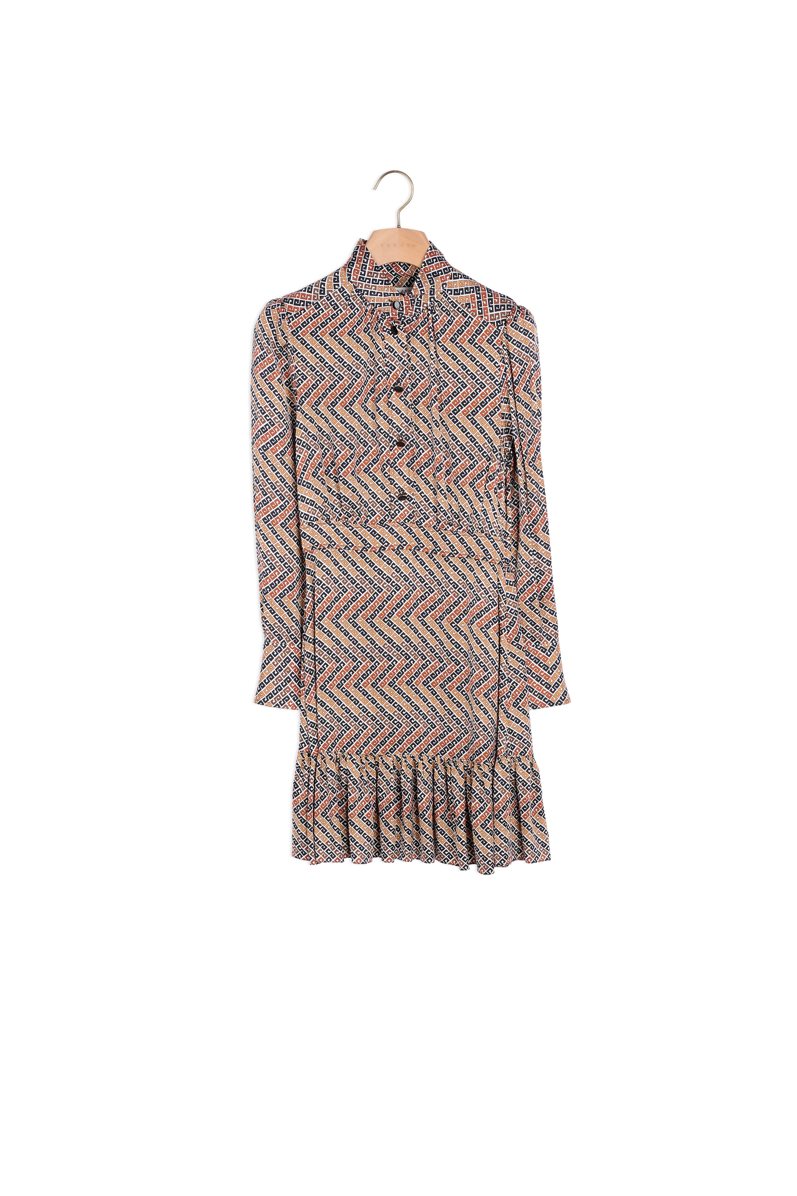 Robe courte imprimée à manches longues Sandro seconde main