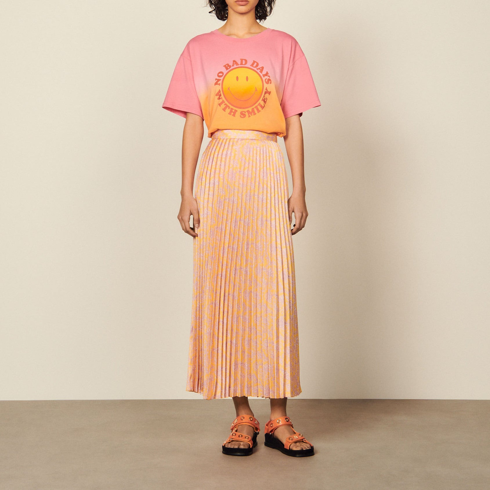 Jupe midi plissée imprimée Sandro seconde main