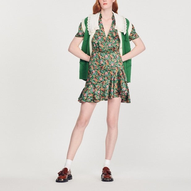 Robe à manches courtes imprimé fleuri Sandro seconde main