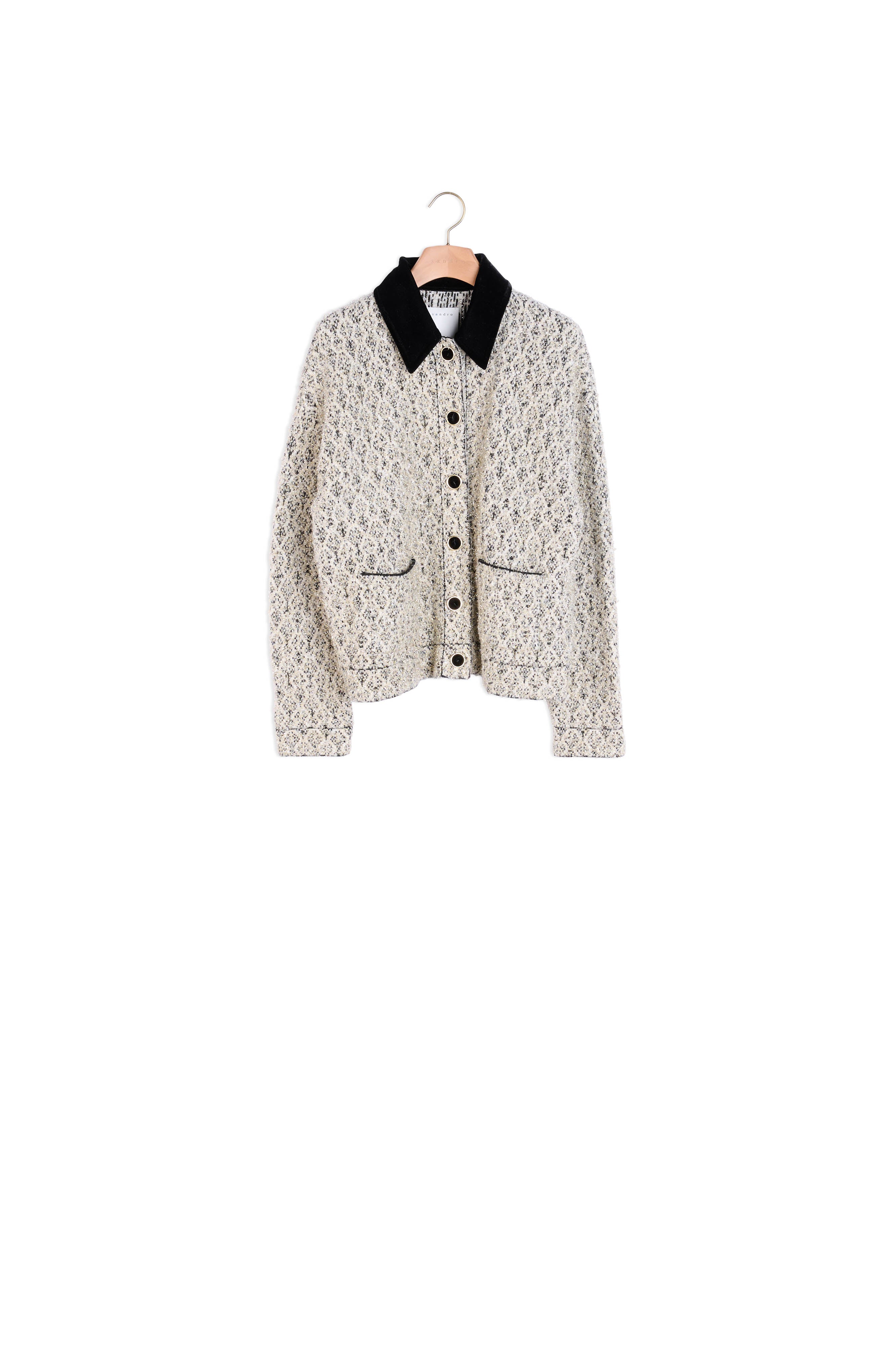 Blouson en tweed lurex et col contrasté Sandro seconde main