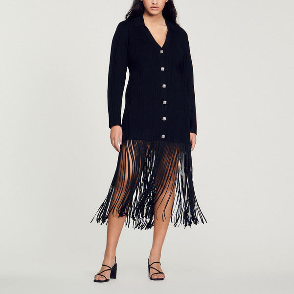 Robe longue à franges Sandro seconde main