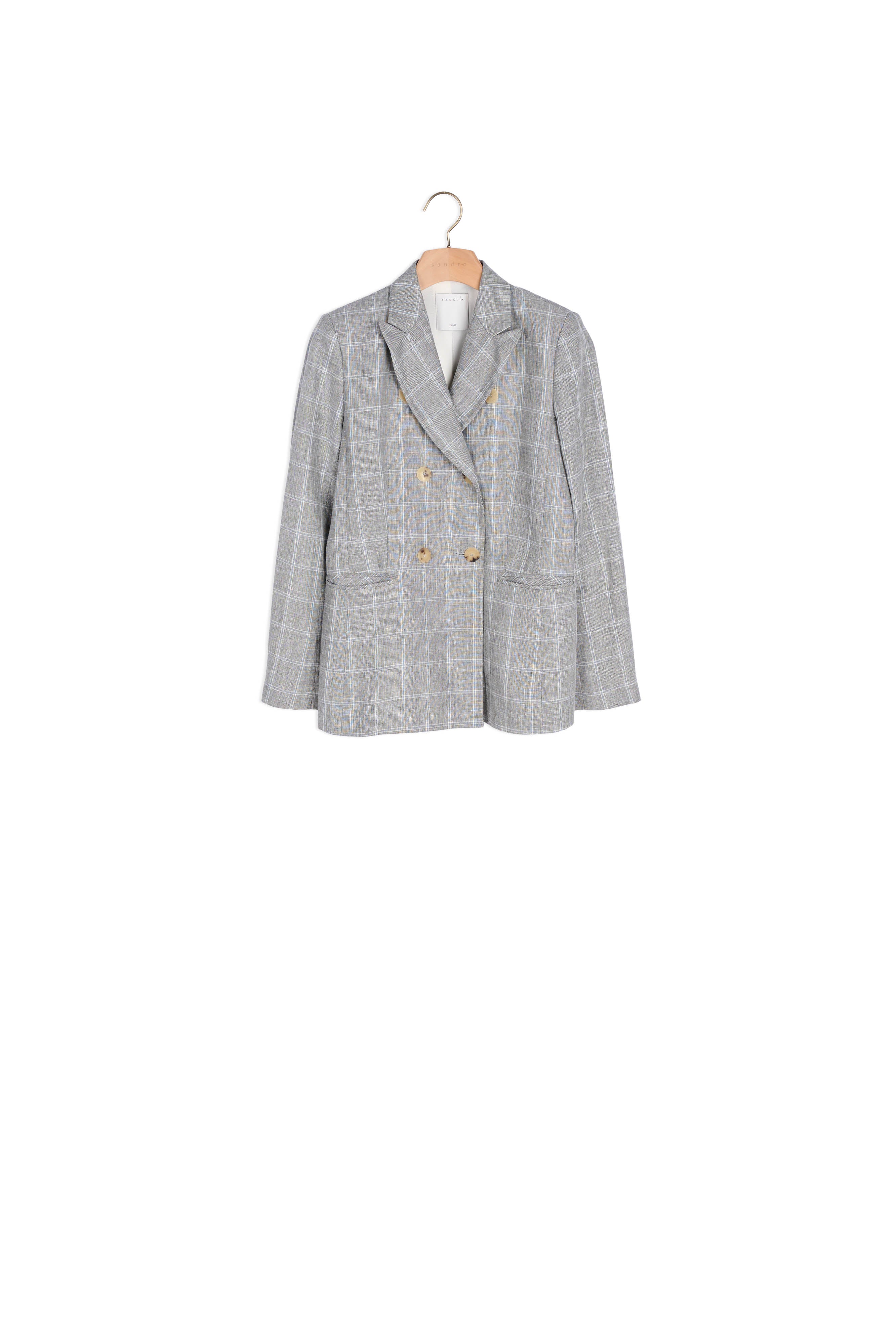 Veste en lin mélangé à carreaux Sandro seconde main