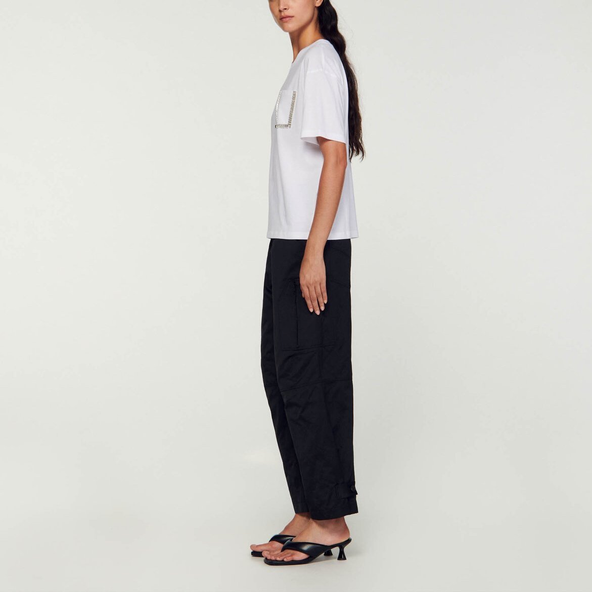 Tee-shirt court strass Sandro seconde main