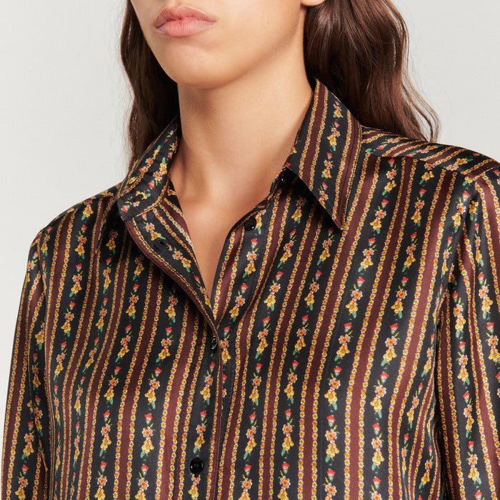 Chemise fluide à  imprimé fleurs rayures Sandro seconde main