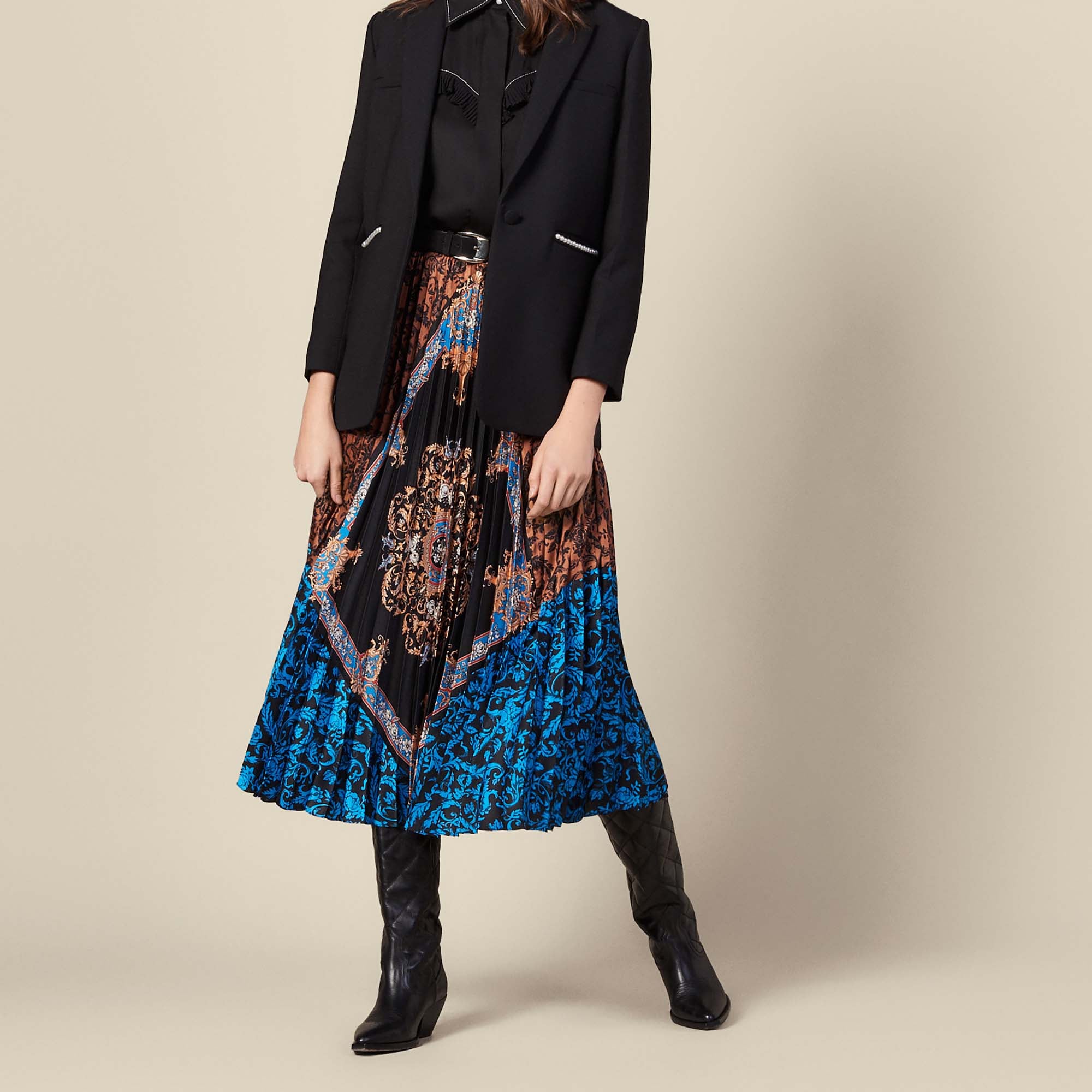 Jupe longue plissée  imprimée Sandro seconde main