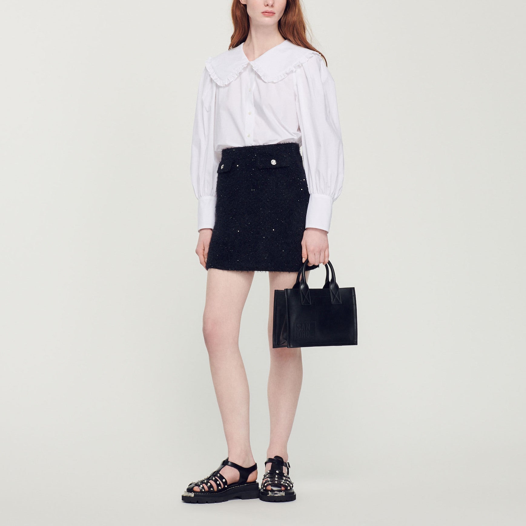 Chemise en popeline à col claudine Sandro seconde main