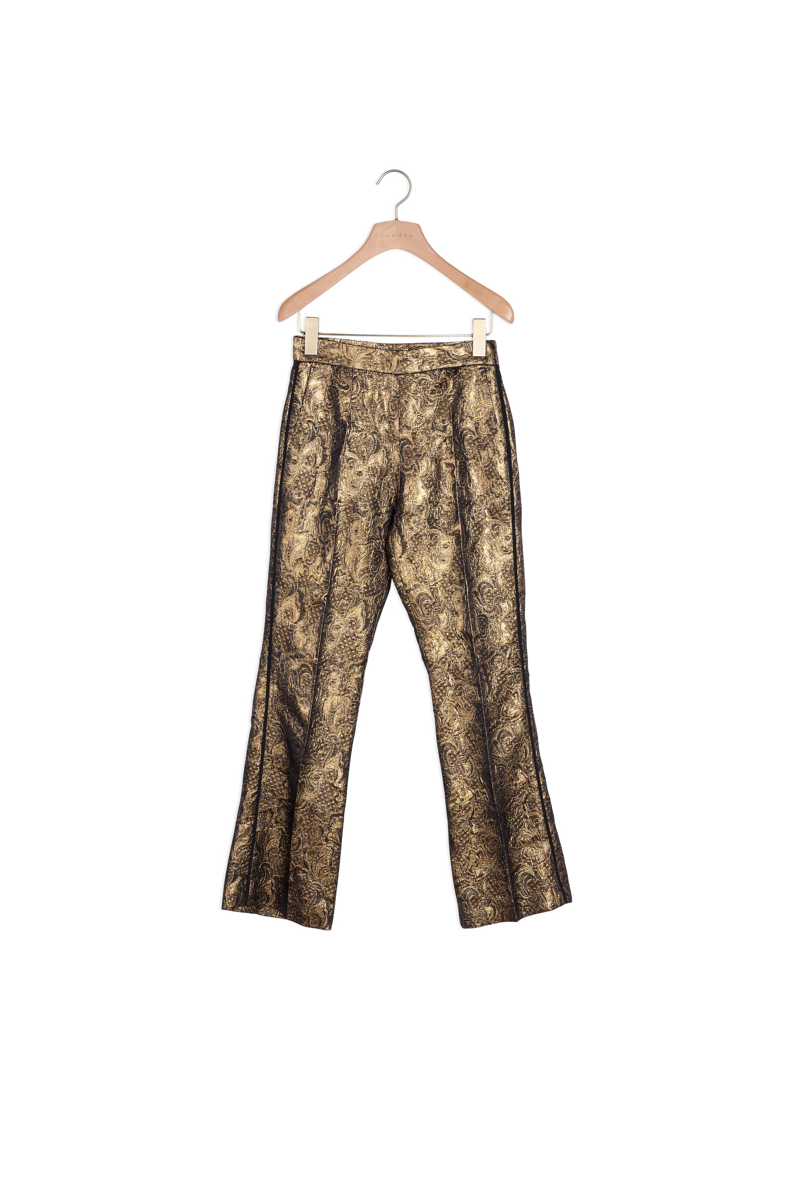 Pantalon de tailleur évasé en brocard Sandro seconde main