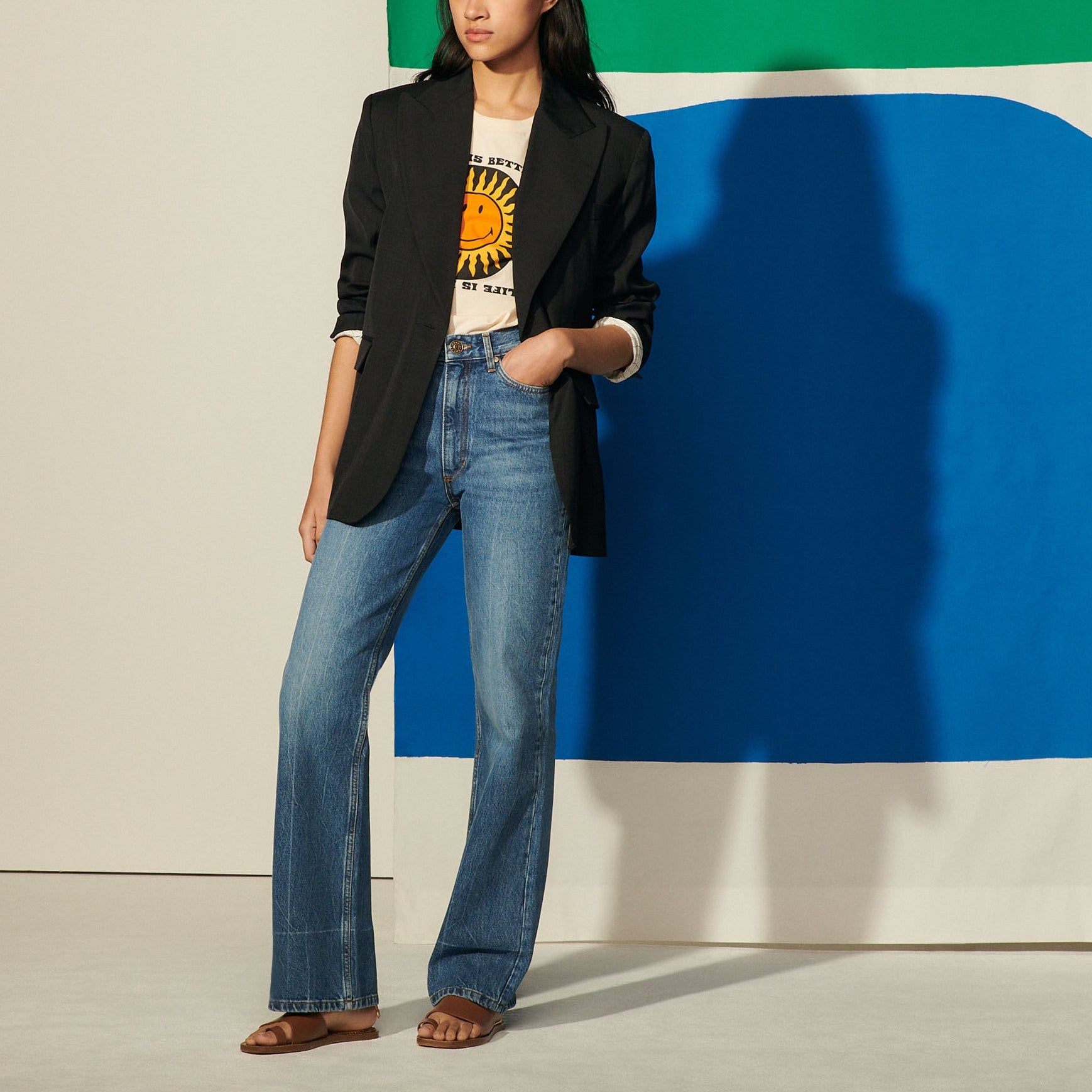 Jean délavé en coton biologique Sandro seconde main