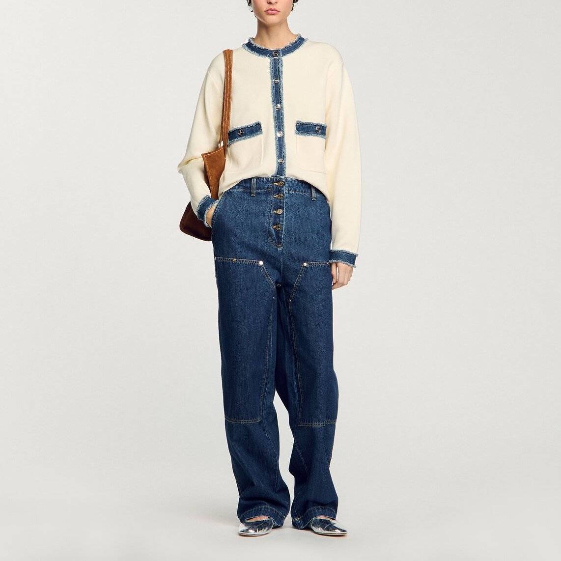 Cardigan à détails denim Sandro seconde main