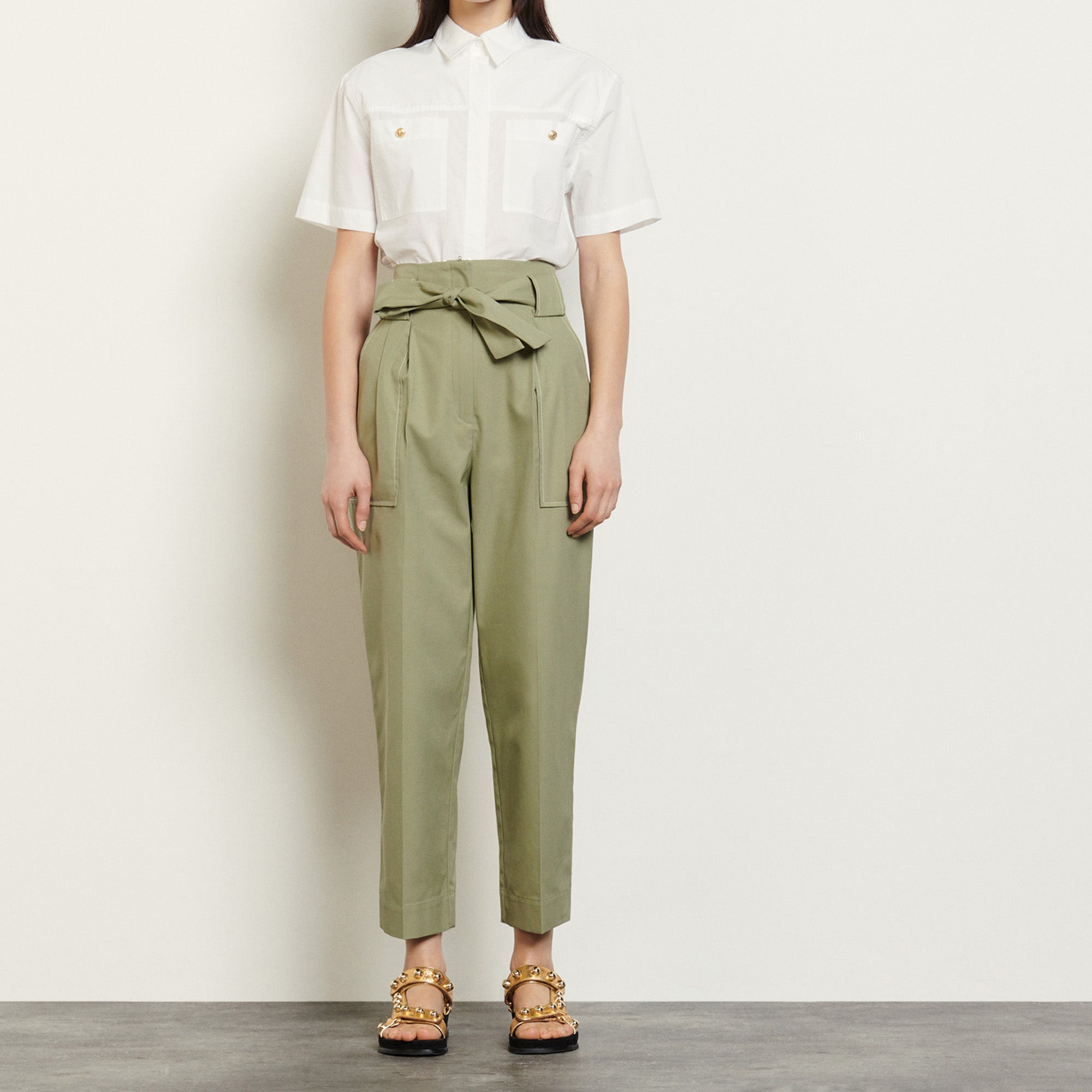 Pantalon large avec ceinture à nouer Sandro seconde main
