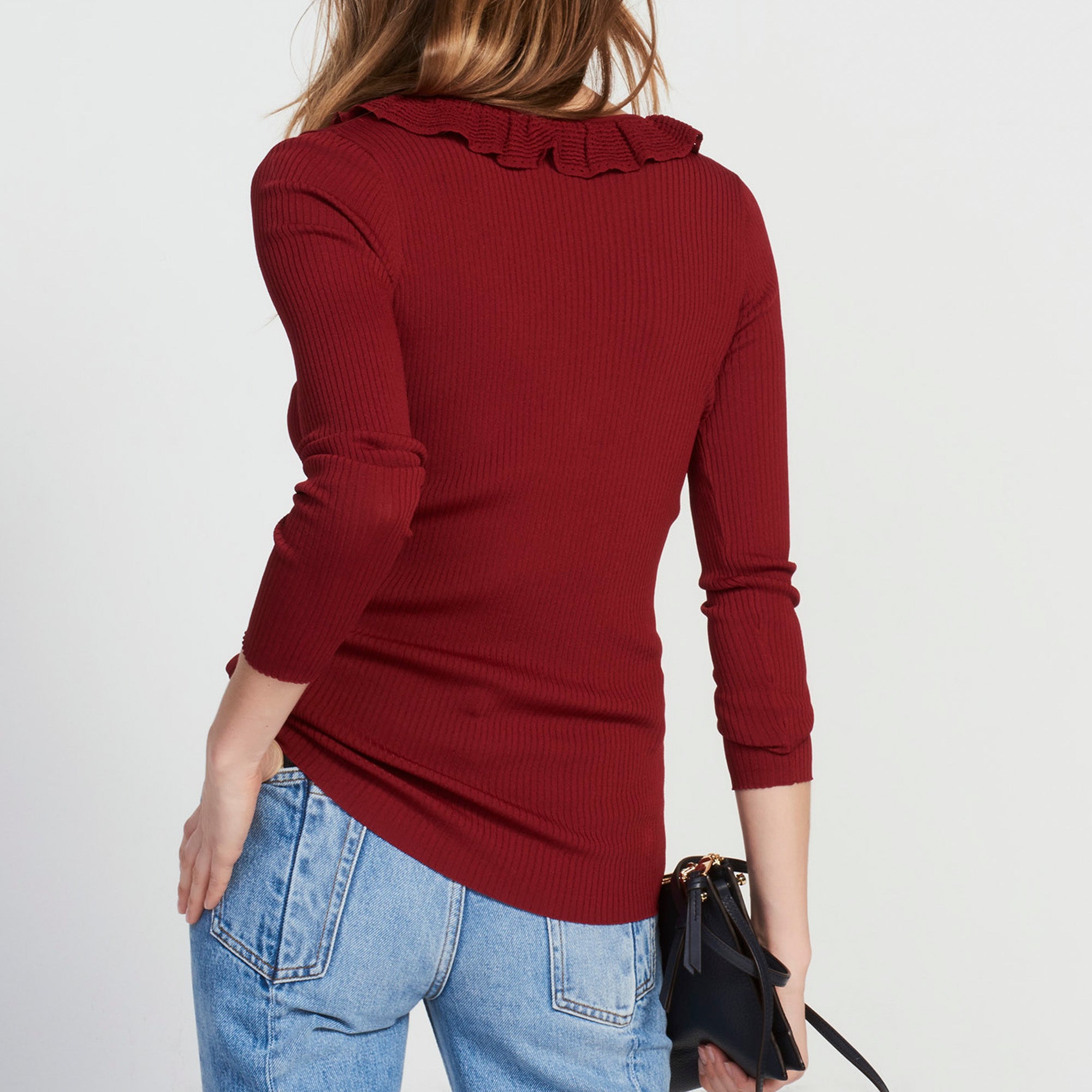 Pull Maille fine avec col volanté Sandro seconde main