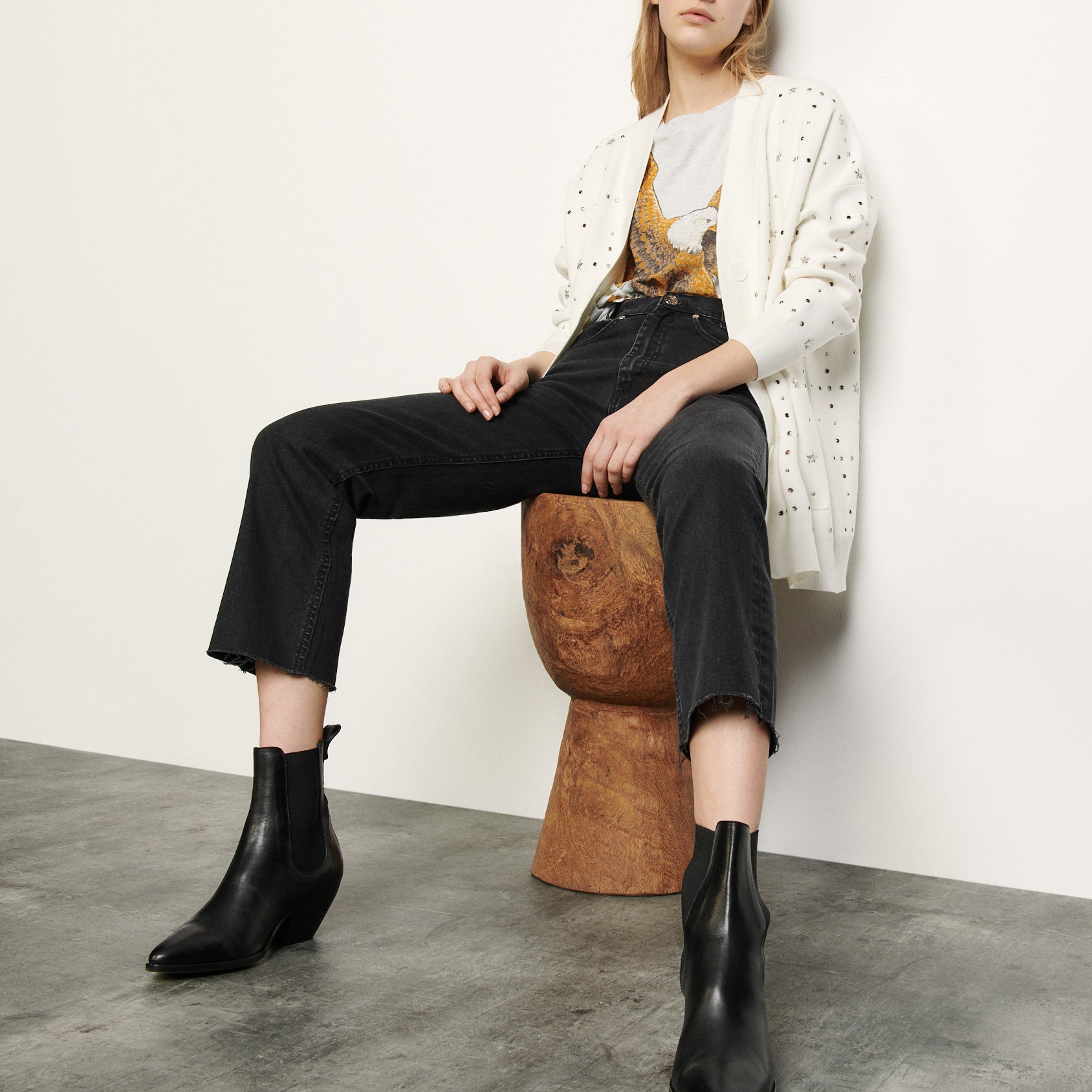 Cardigan oversize orné de rivets bijoux Sandro seconde main