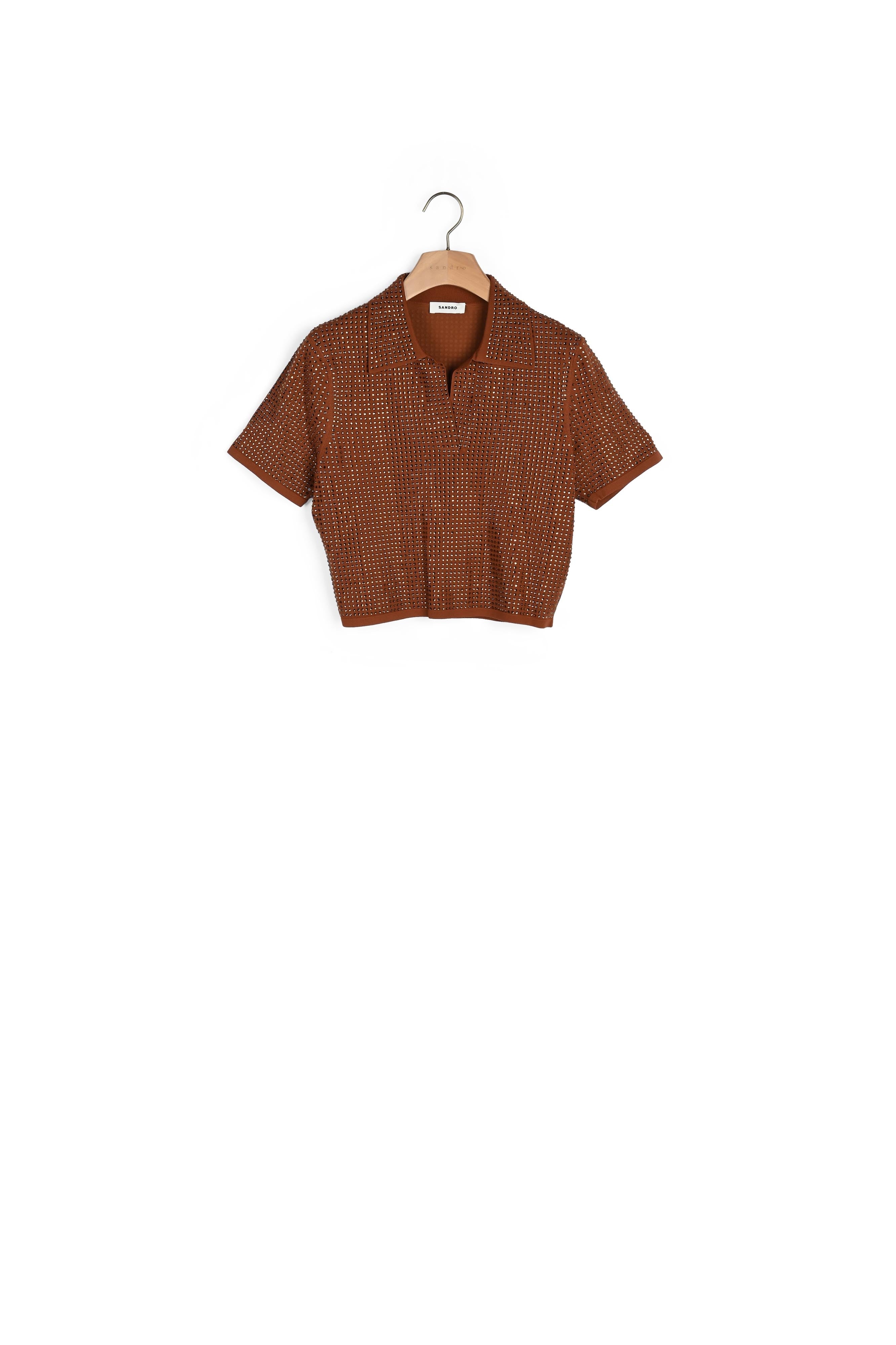 Pull court orné de strass Sandro seconde main