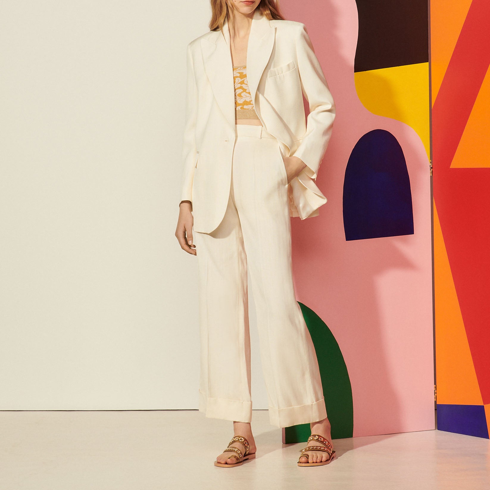 Pantalon taille haute au large revers Sandro seconde main