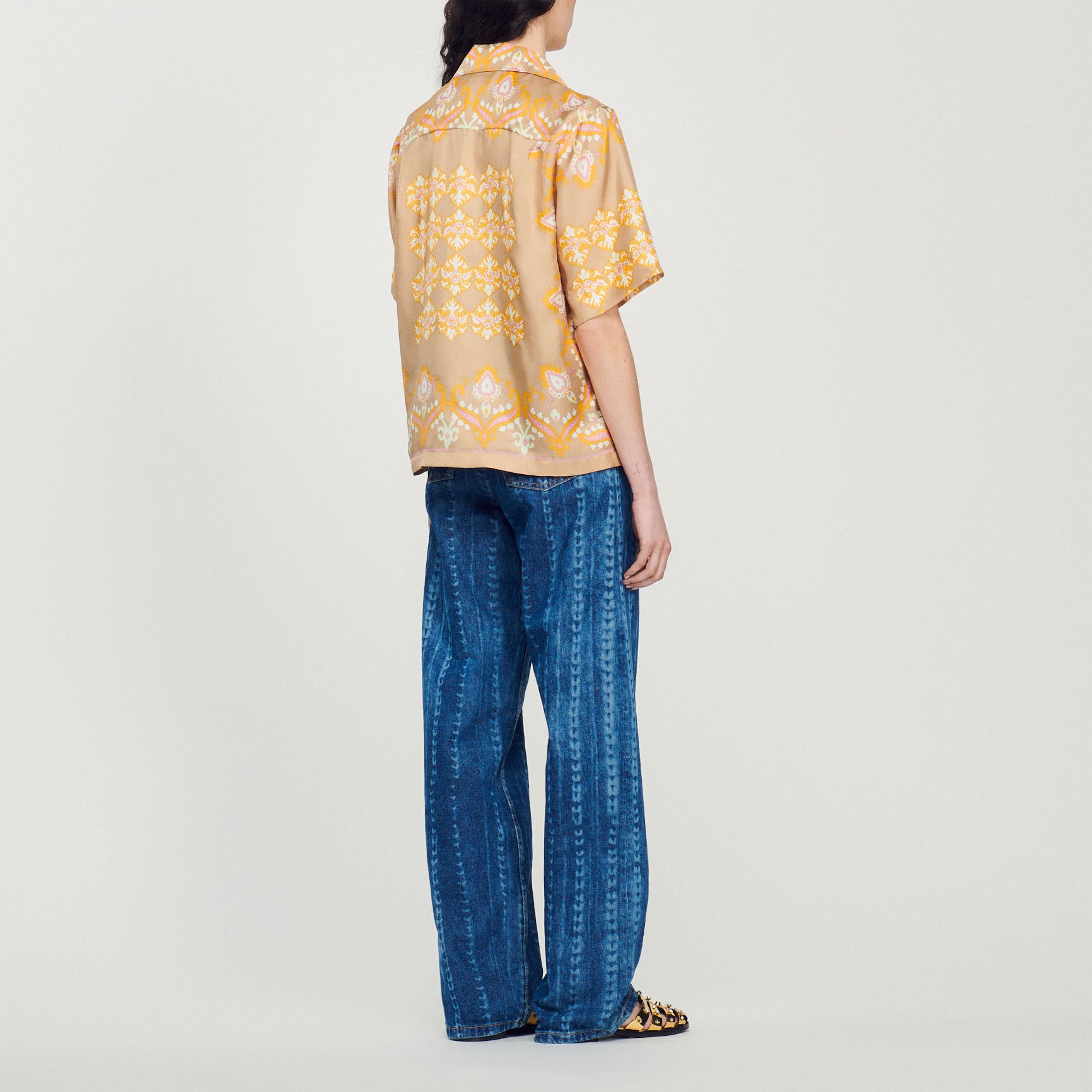 Chemise en soie imprimée Sandro seconde main