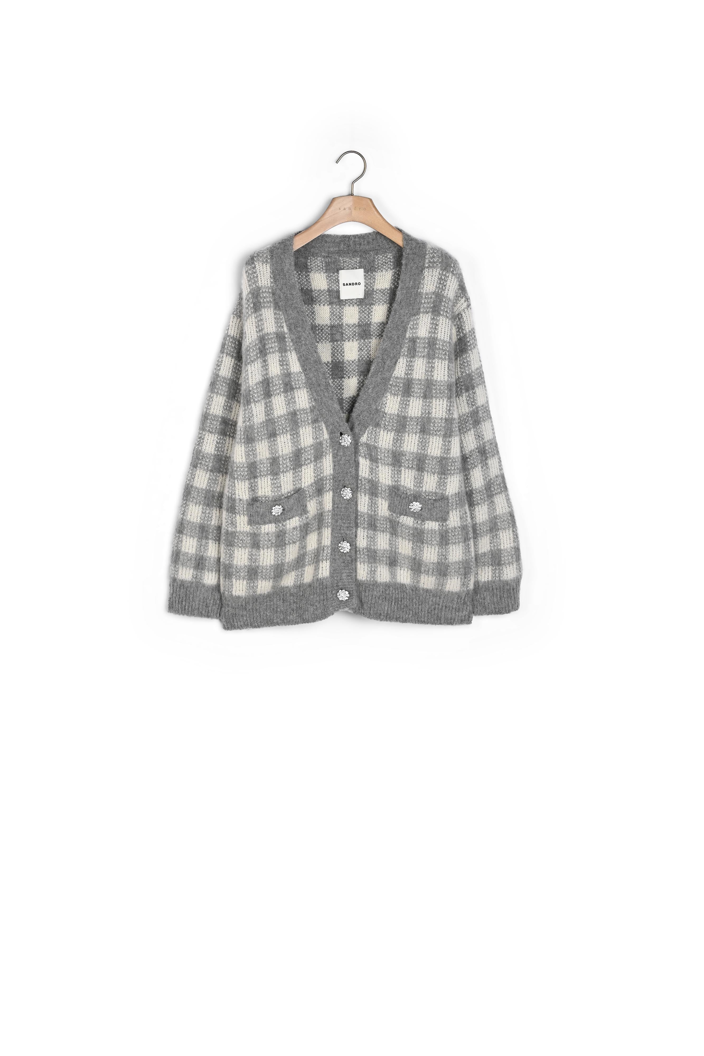 Cardigan jacquard carreaux Sandro seconde main