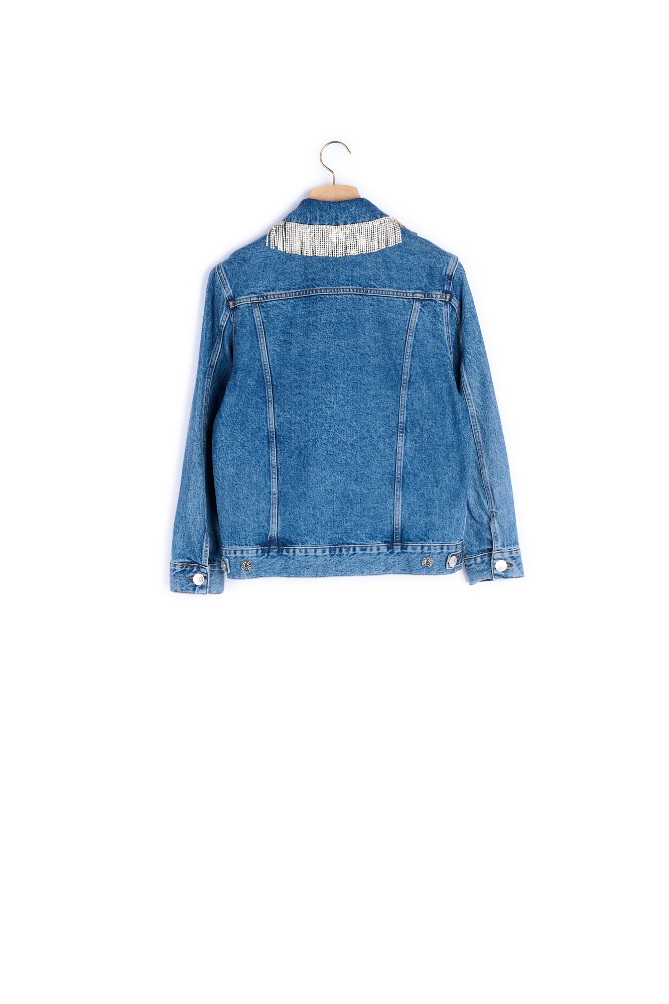 Veste en jean  avec strass au col Sandro seconde main