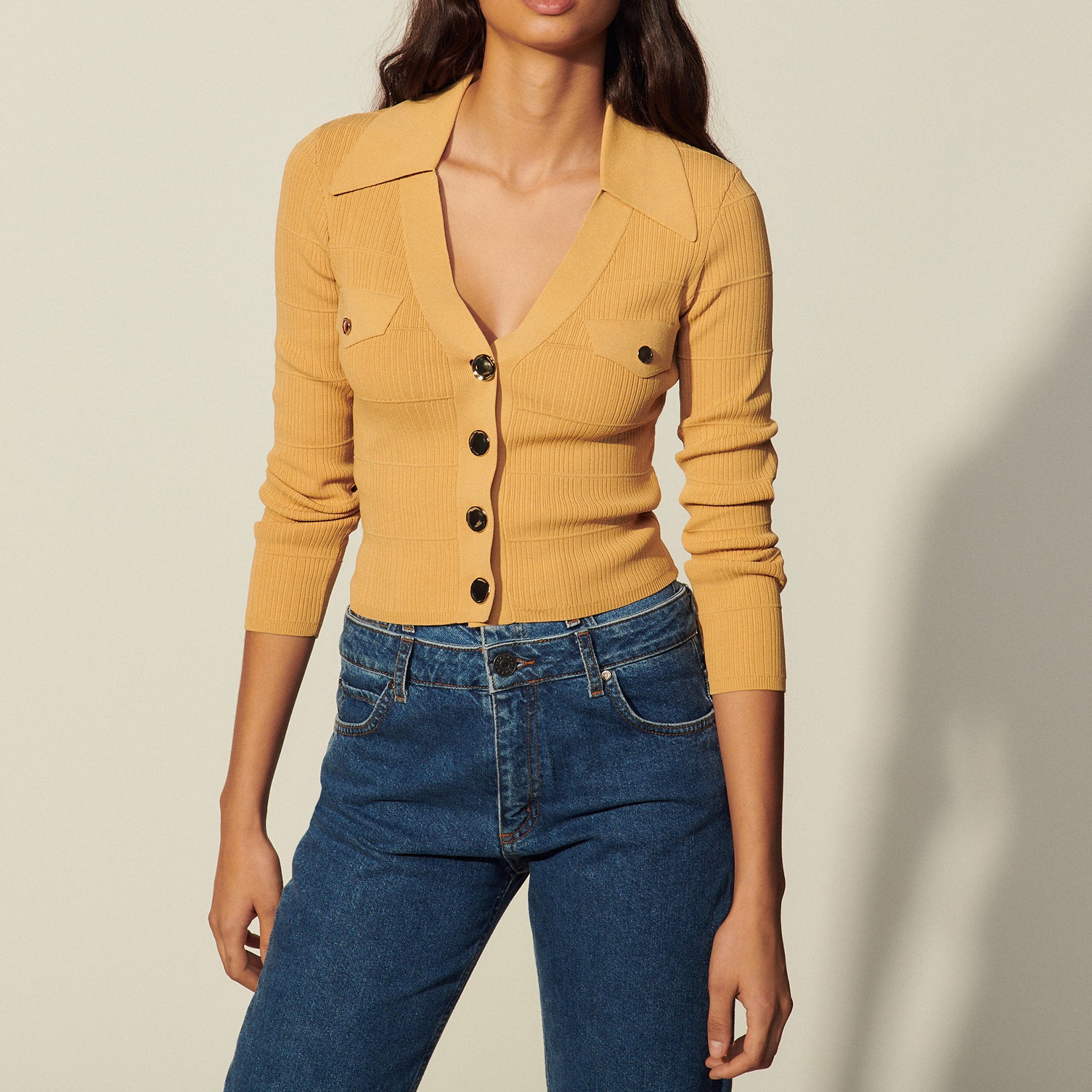 Cardigan en Maille à col polo Sandro seconde main