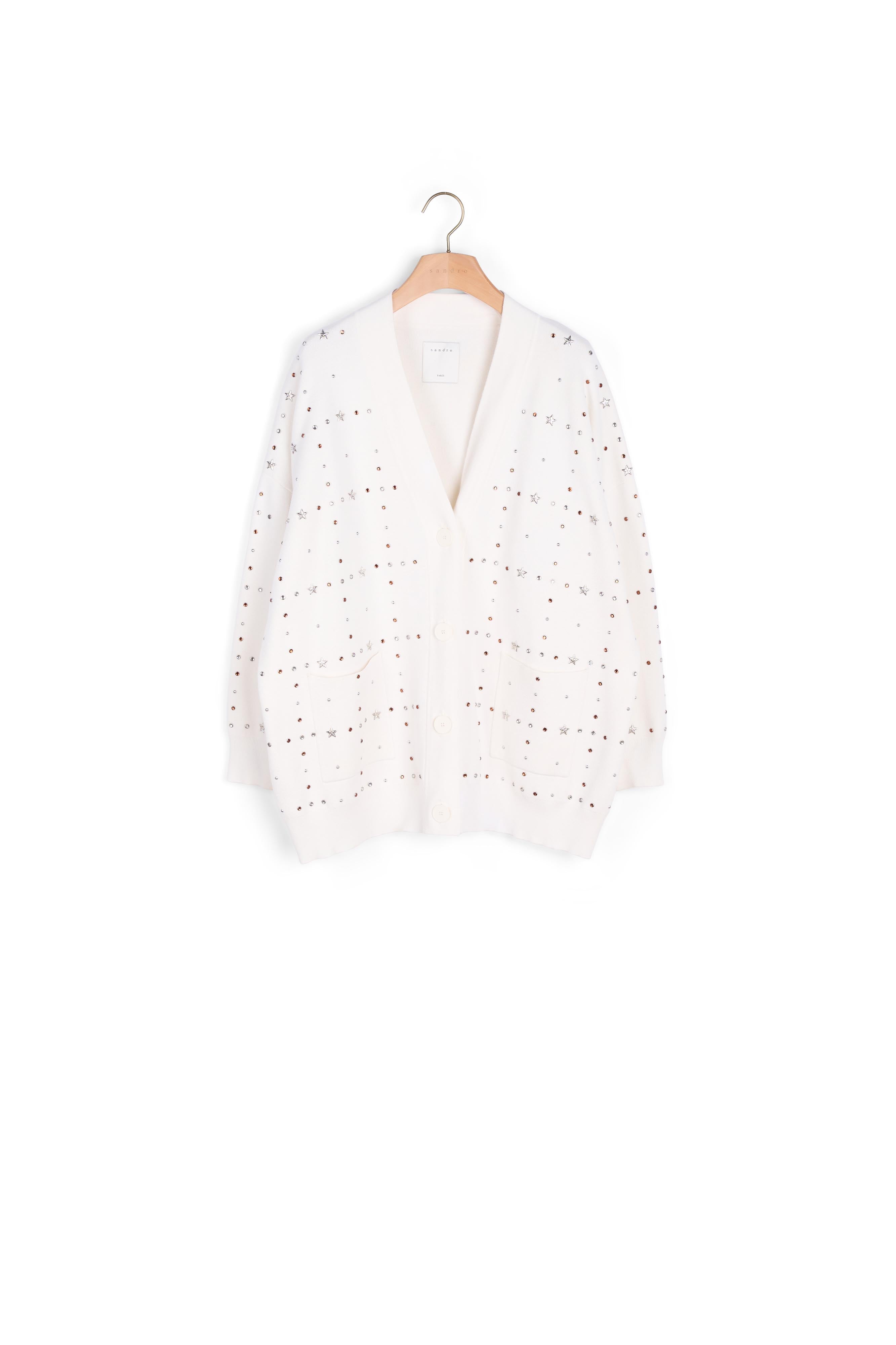 Cardigan oversize orné de rivets bijoux Sandro seconde main