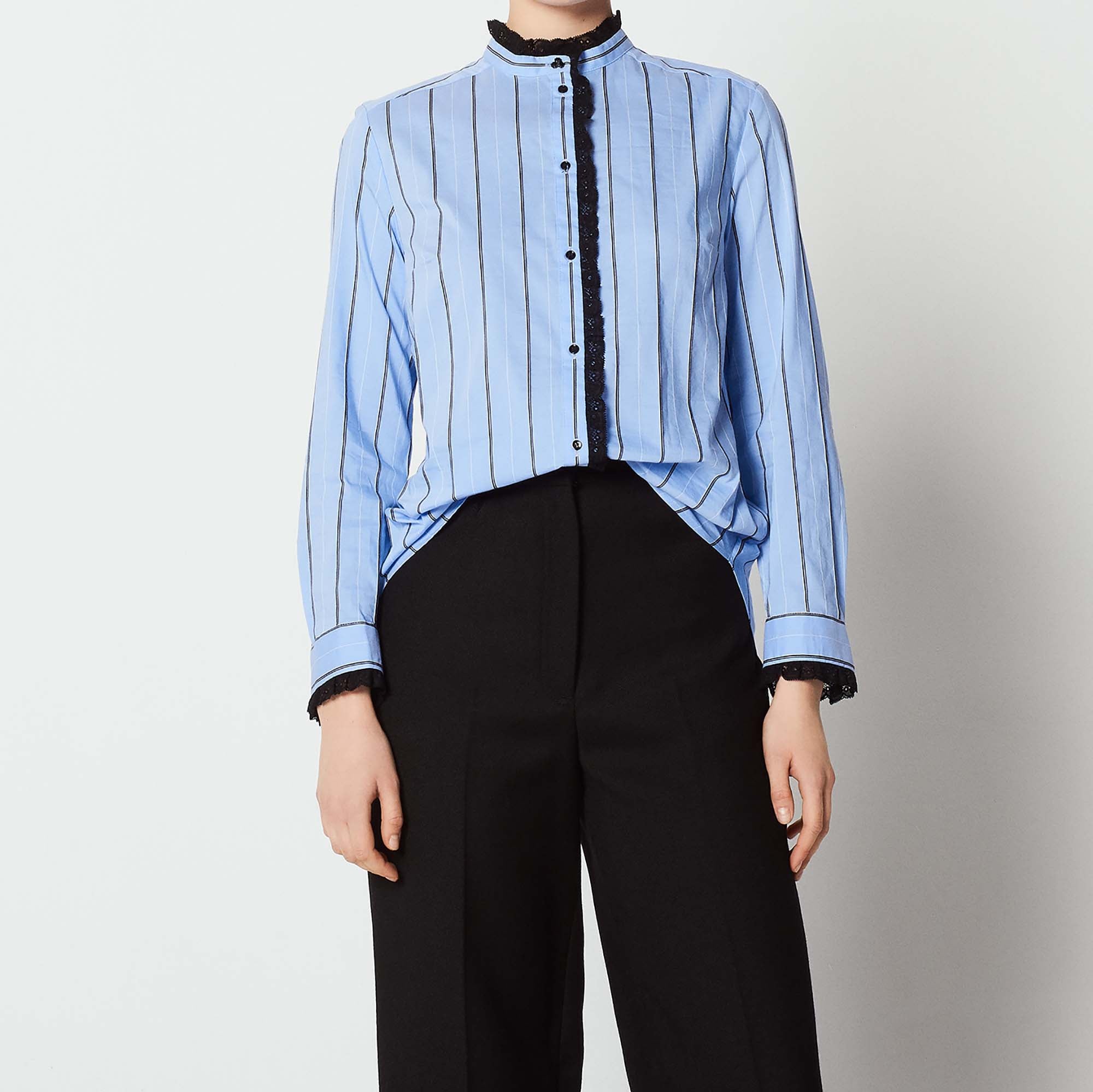 Chemise rayée avec galon de dentelle Sandro seconde main