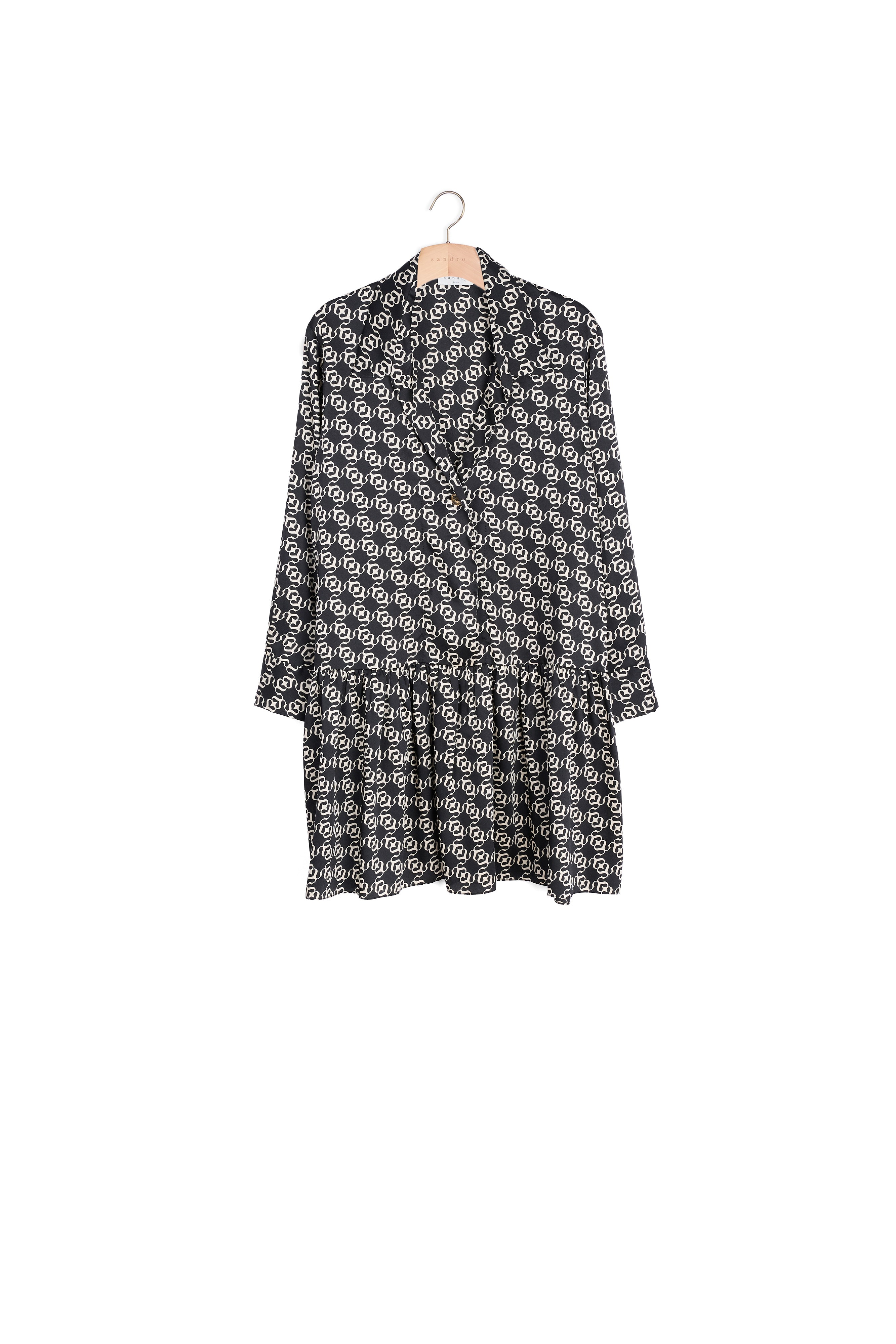Robe imprimé écru et noir Sandro seconde main