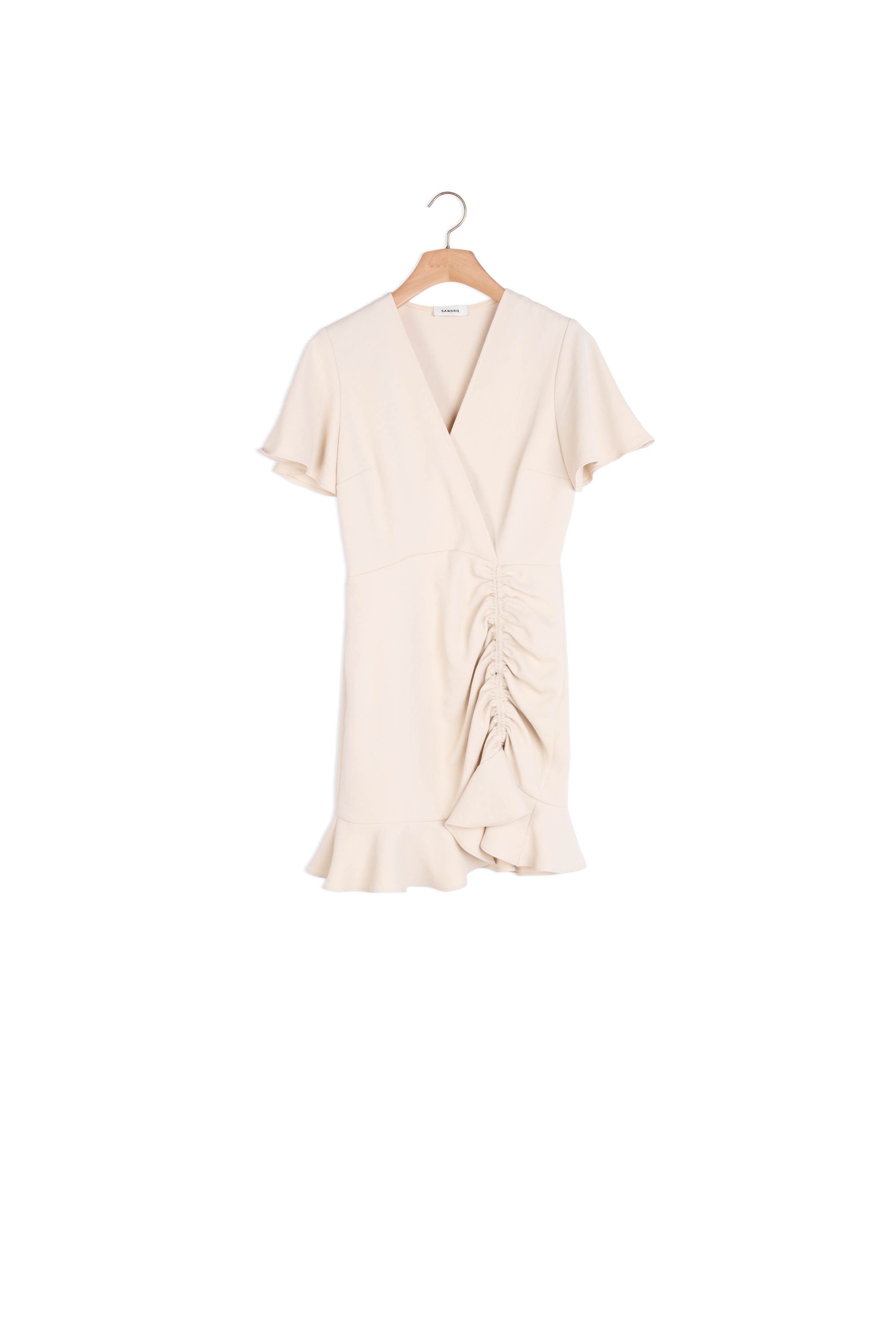 Robe courte à volants en crêpe fluide Sandro seconde main