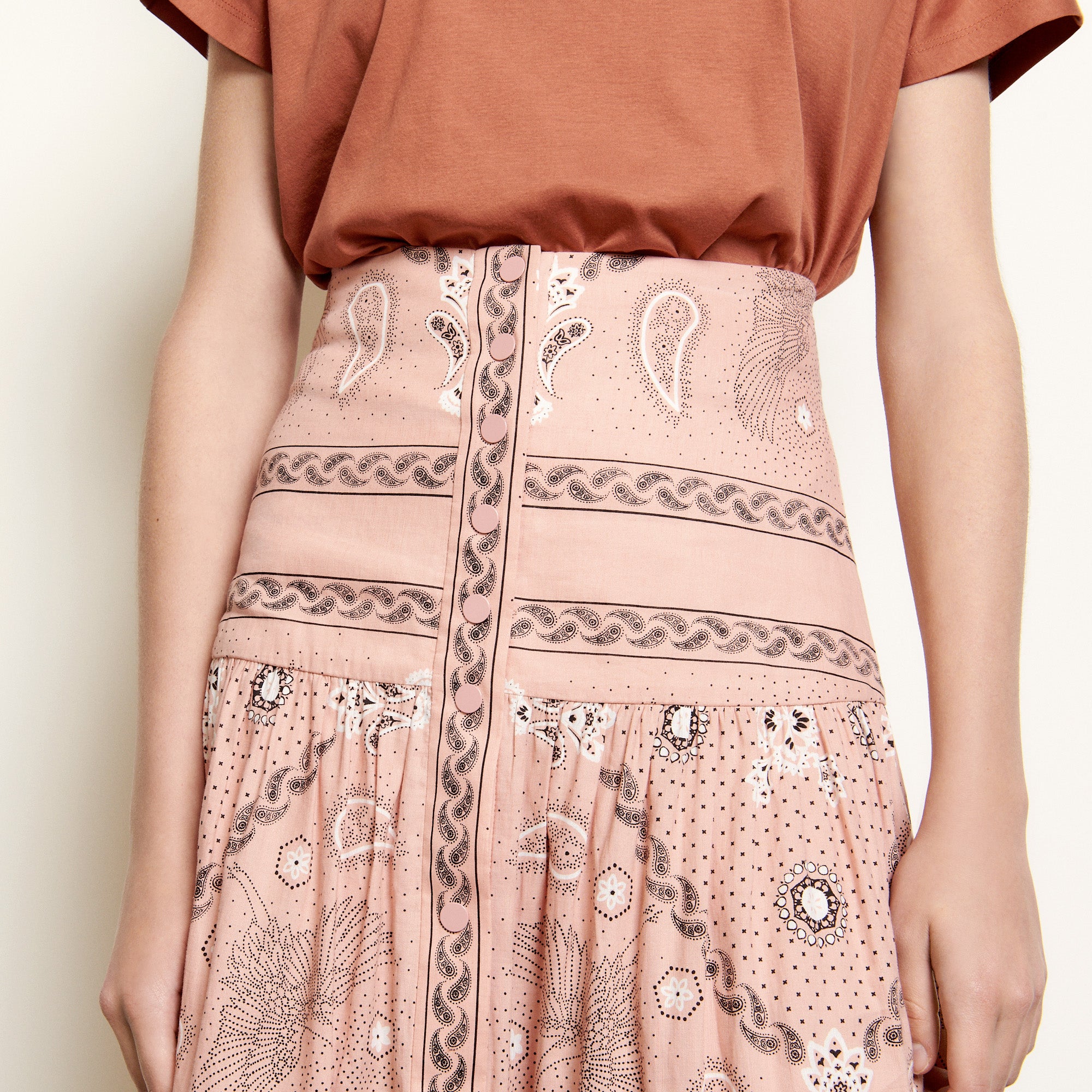 Jupe longue volumineuse imprimée Sandro seconde main