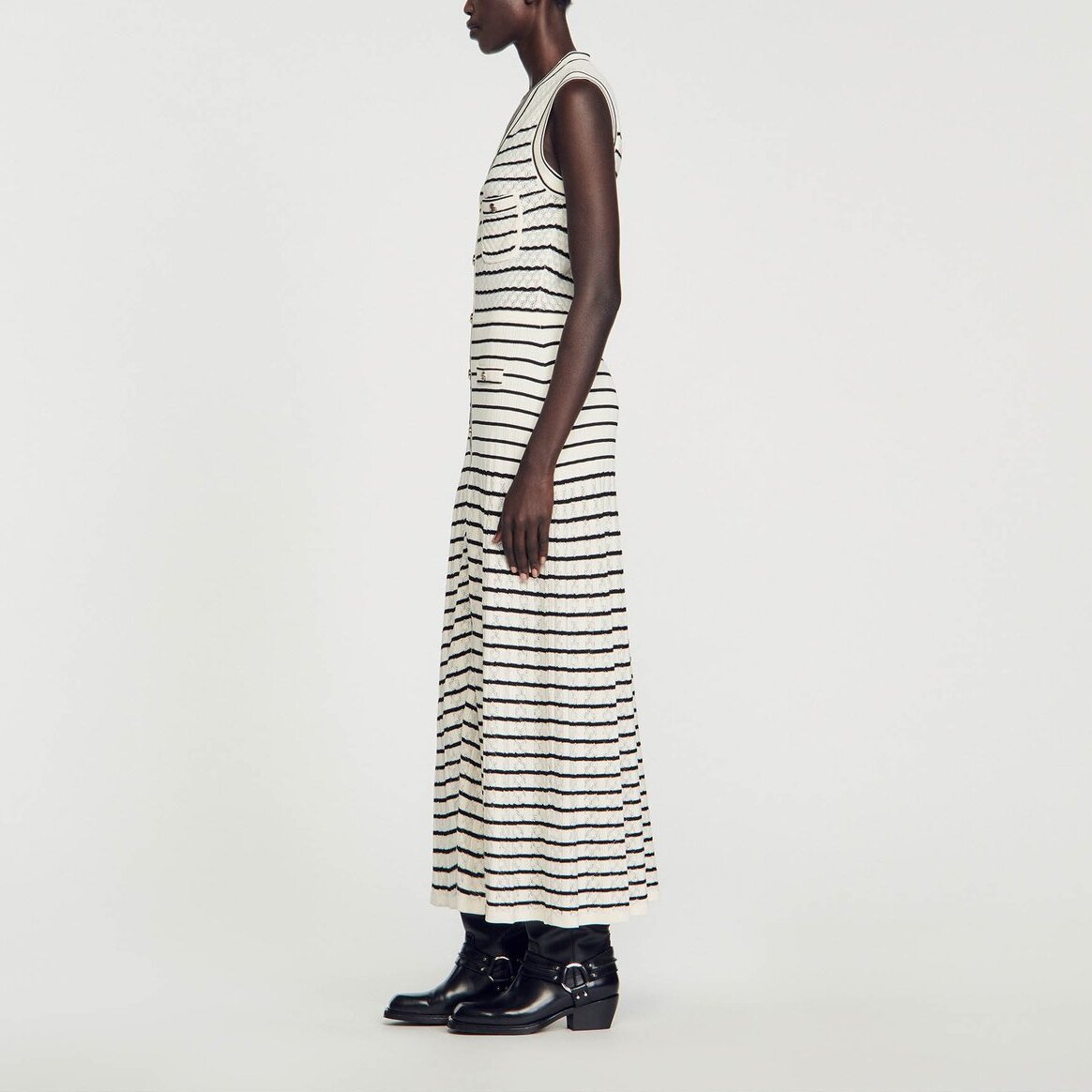 Robe midi en Maille à rayures Sandro seconde main