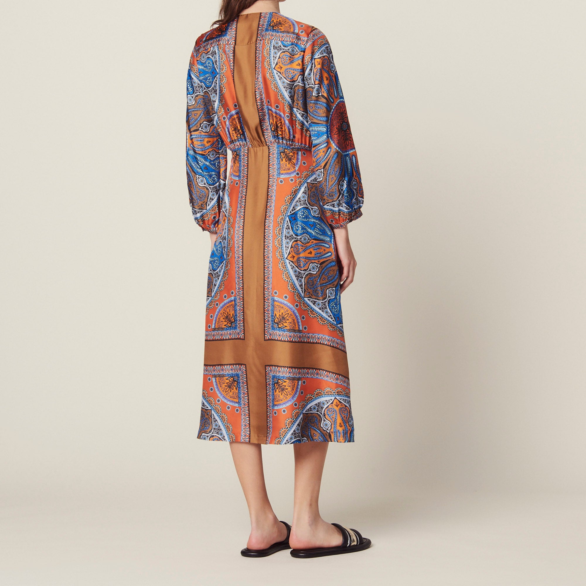 Robe longue imprimée en soie Sandro seconde main