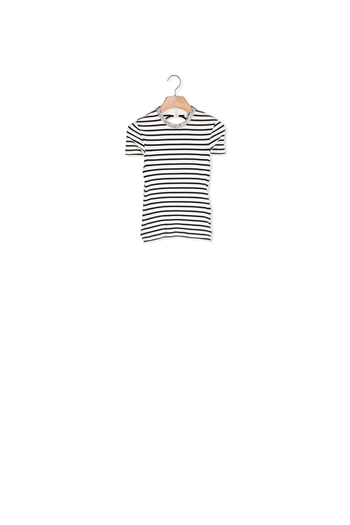 Tee-shirt rayé à strass Sandro seconde main