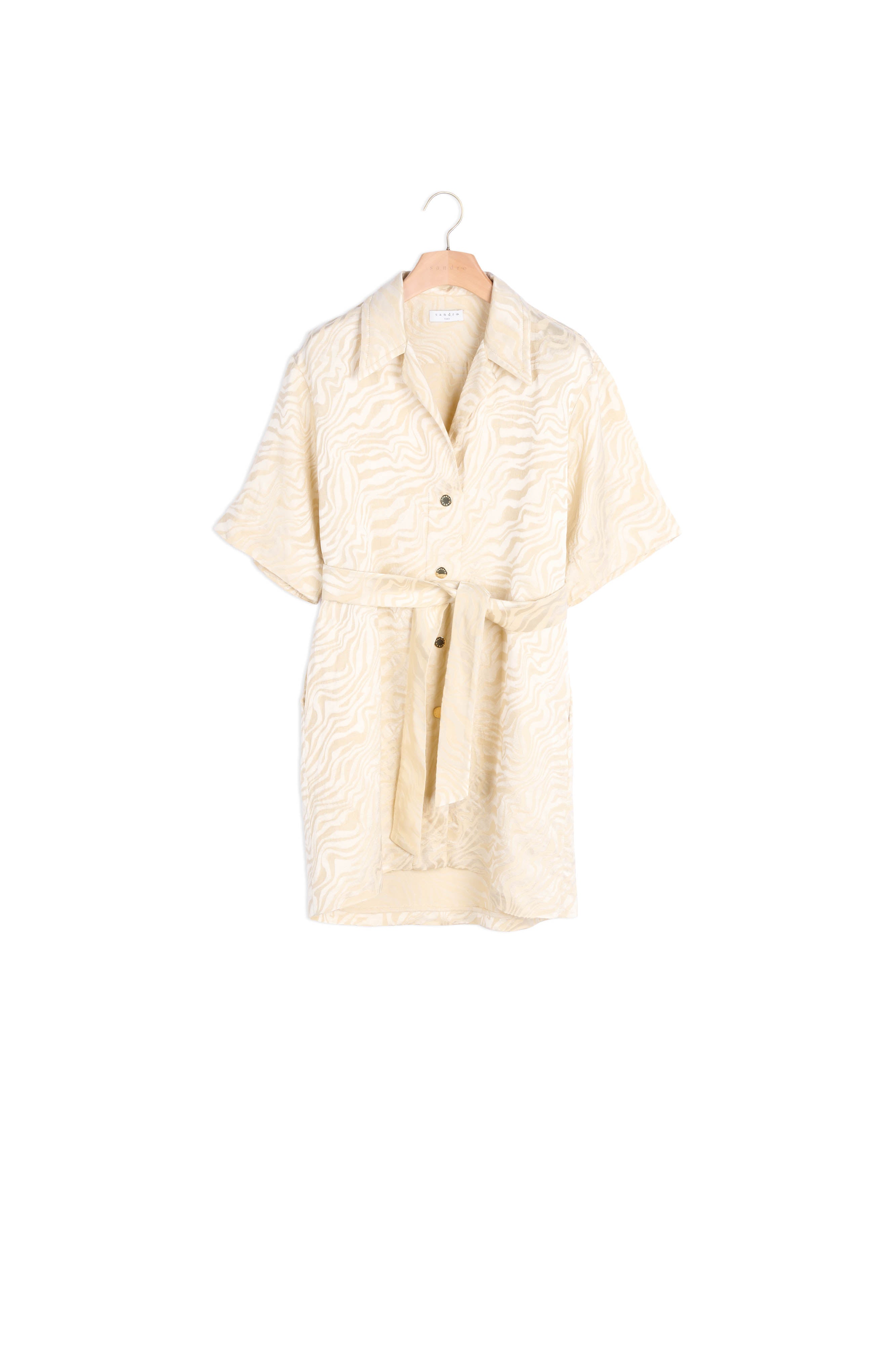 Robe Chemise ceinturée en jacquard Sandro seconde main
