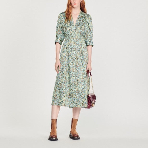 Robe longue et fluide imprimée Sandro seconde main