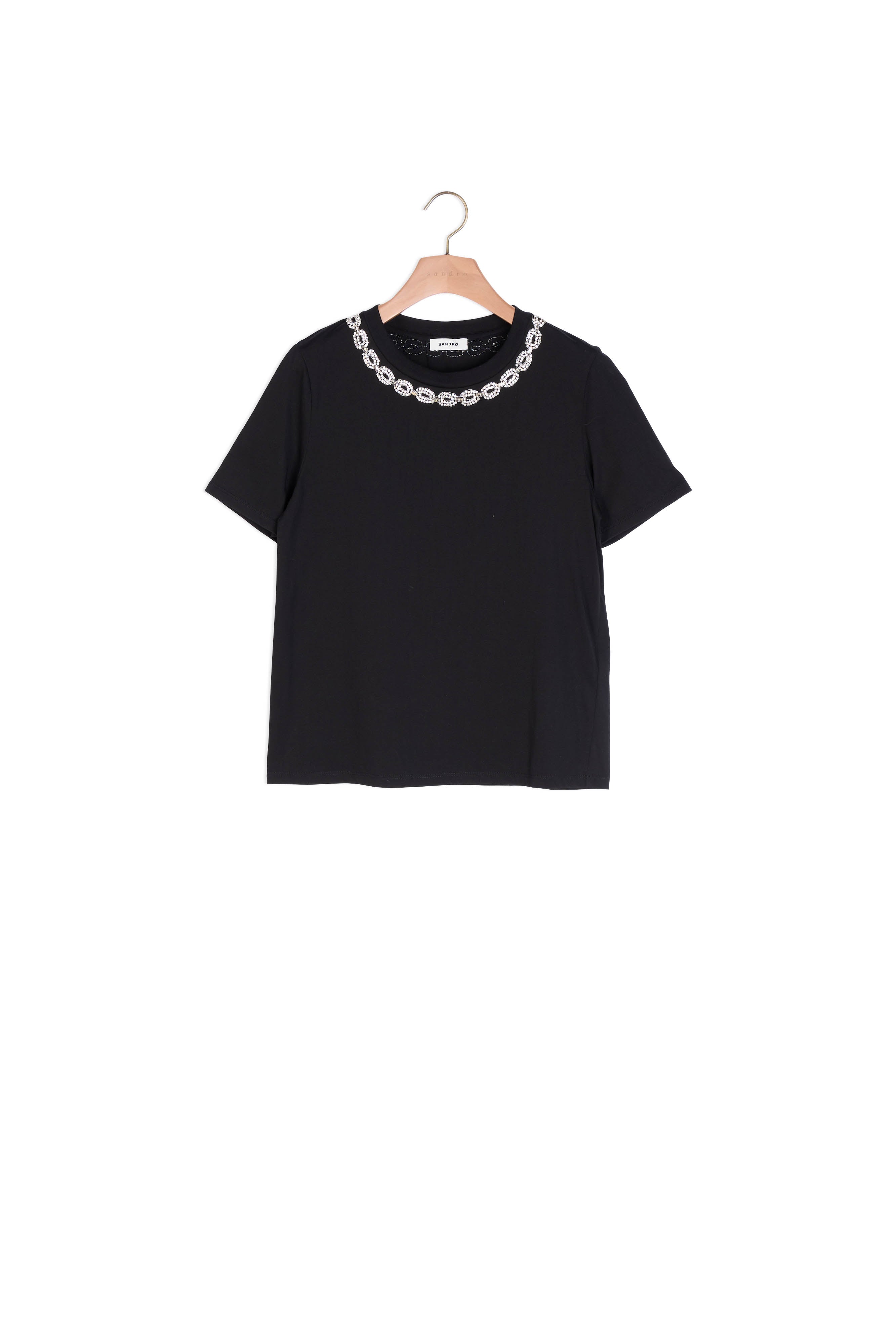 T-shirt en coton biologique à col bijou Sandro seconde main