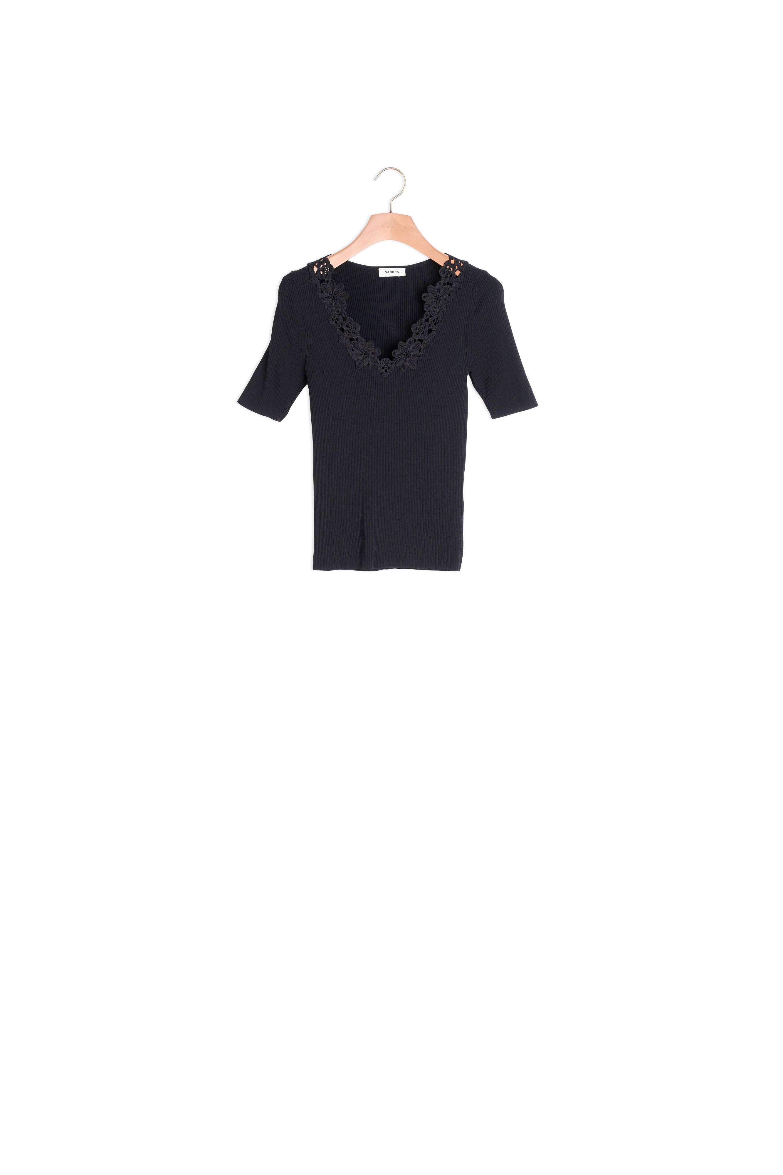 Pull à col crochet fleurs Sandro seconde main