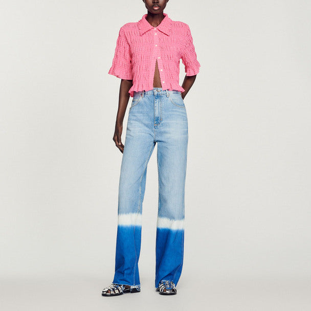 Chemise courte smockée Sandro seconde main