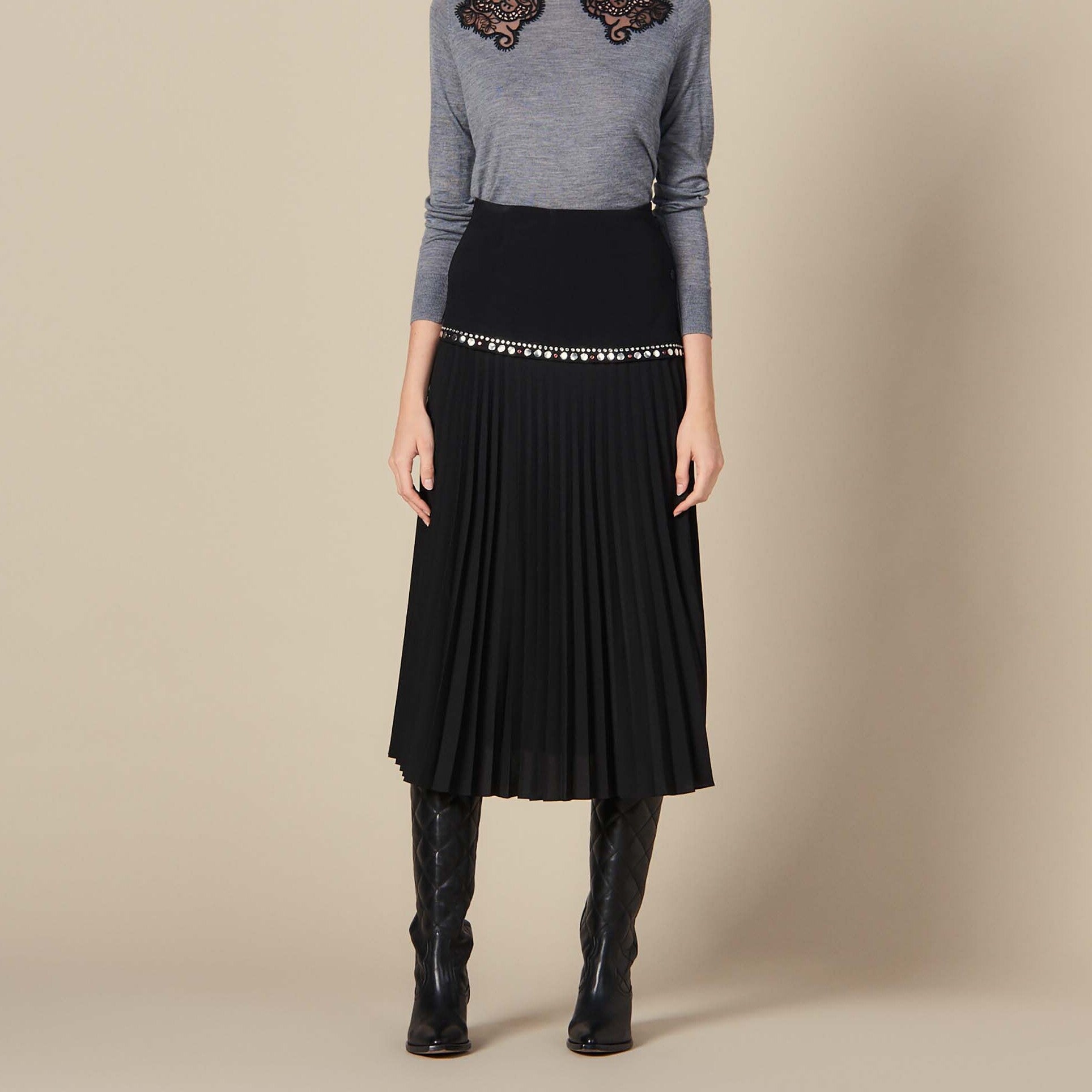 Jupe longue portefeuille plissée Sandro seconde main