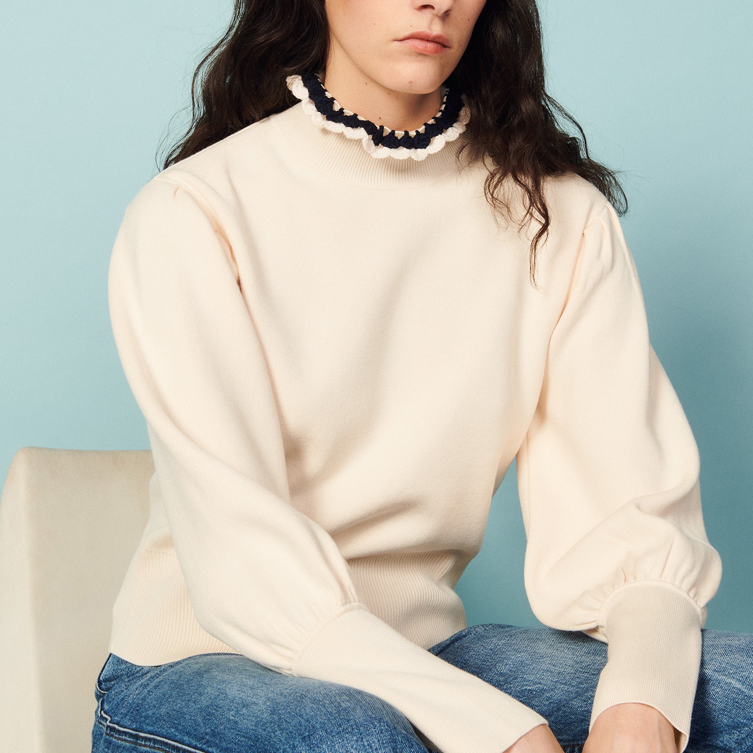 Pull à col montant fantaisie Sandro seconde main