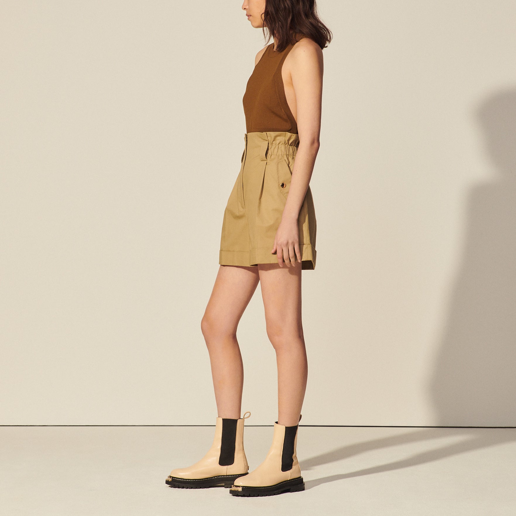 Short taille haute en coton biologique Sandro seconde main