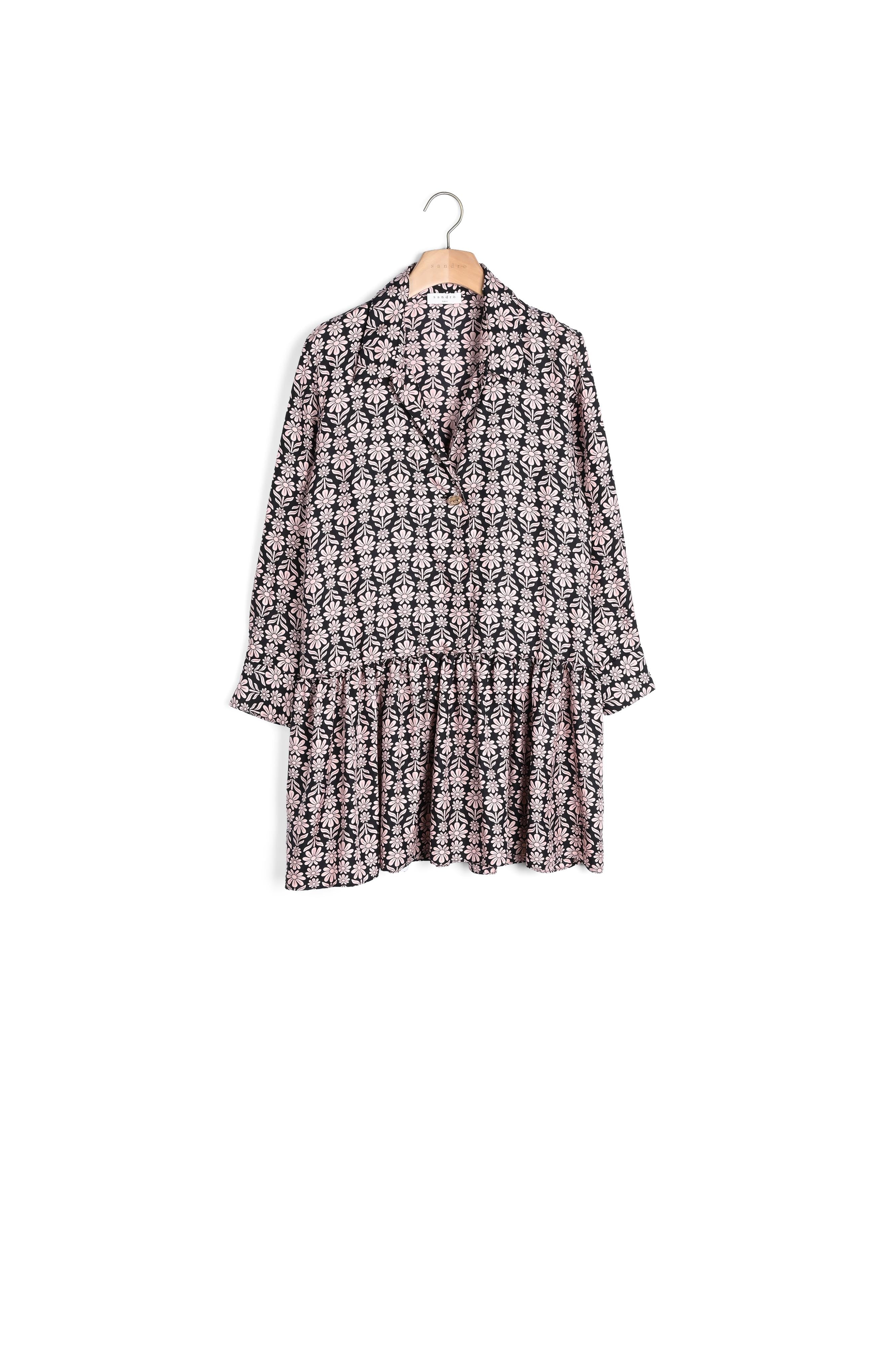 Robe imprimée noir et rose Sandro seconde main